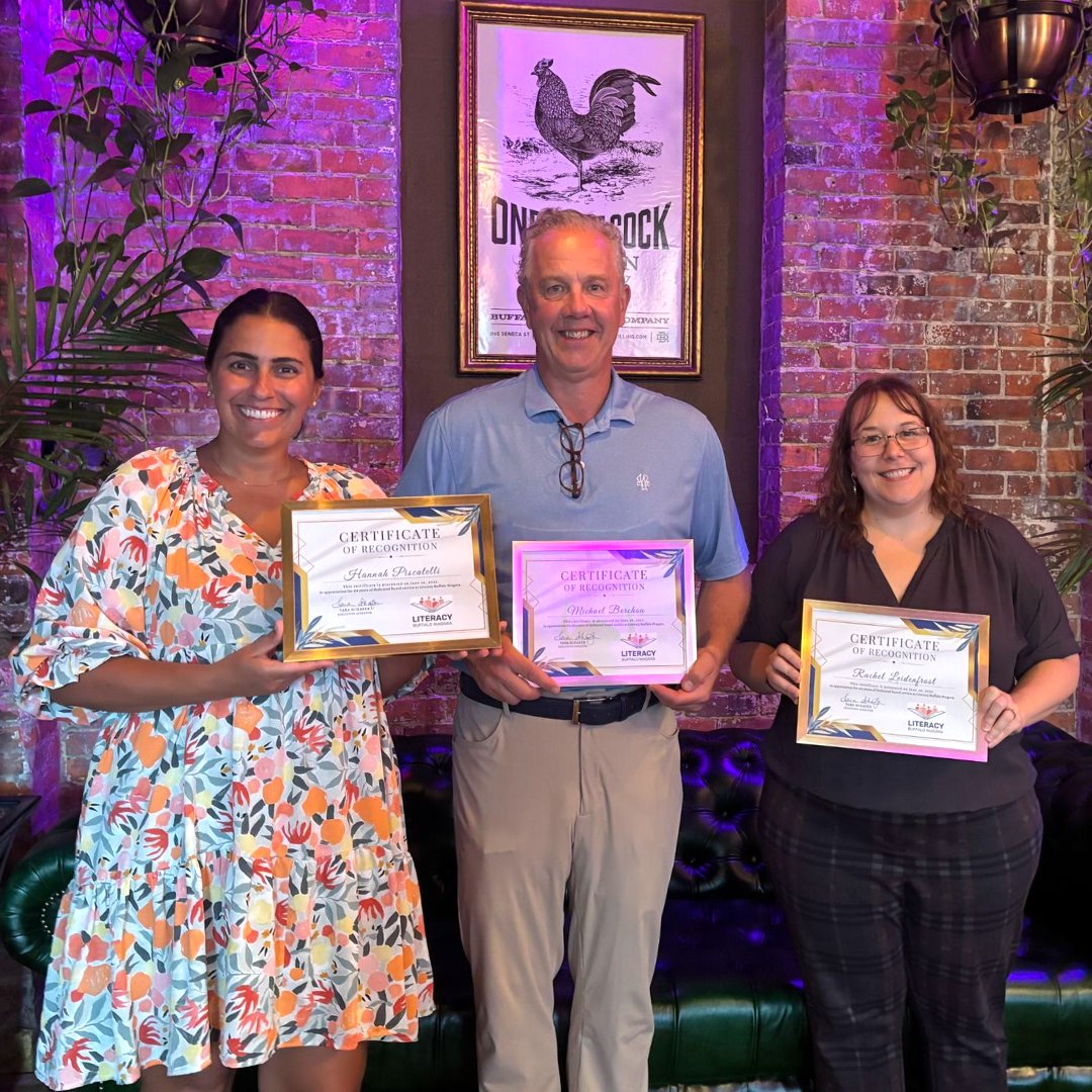 LiteracyBuffalo's tweet photo. LBN proudly recognizes 5 Board Members that recently completed their 6 year terms. Thank you so much for your years of dedicated service in support of adult literacy! ❤️

⭐ Hannah Piscatelli ⬅️
⭐ Michael Berchou ⬇️
⭐ Rachel Leidenfrost ➡️
⭐ Sean Bowers
⭐ Stephanie Rivera https://t.co/gG7KhwTdaB