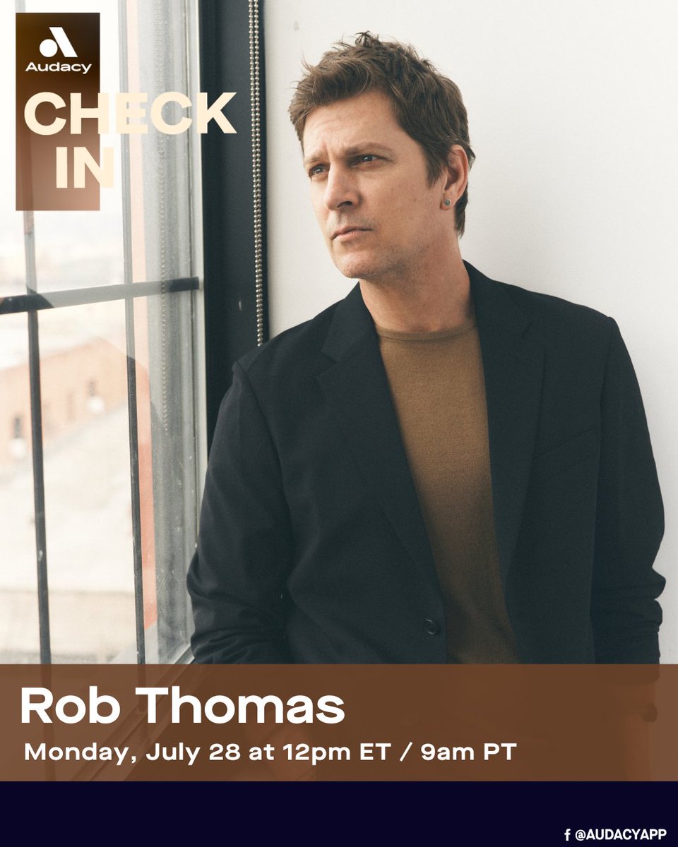 Audacy's tweet image. .@ThisIsRobThomas joins us on #AudacyCheckIn to talk about his new songs + upcoming album! 🎶
Tune in on Mon, 7/28 for his chat with @karenwnew: auda.cy/RTCheckIn