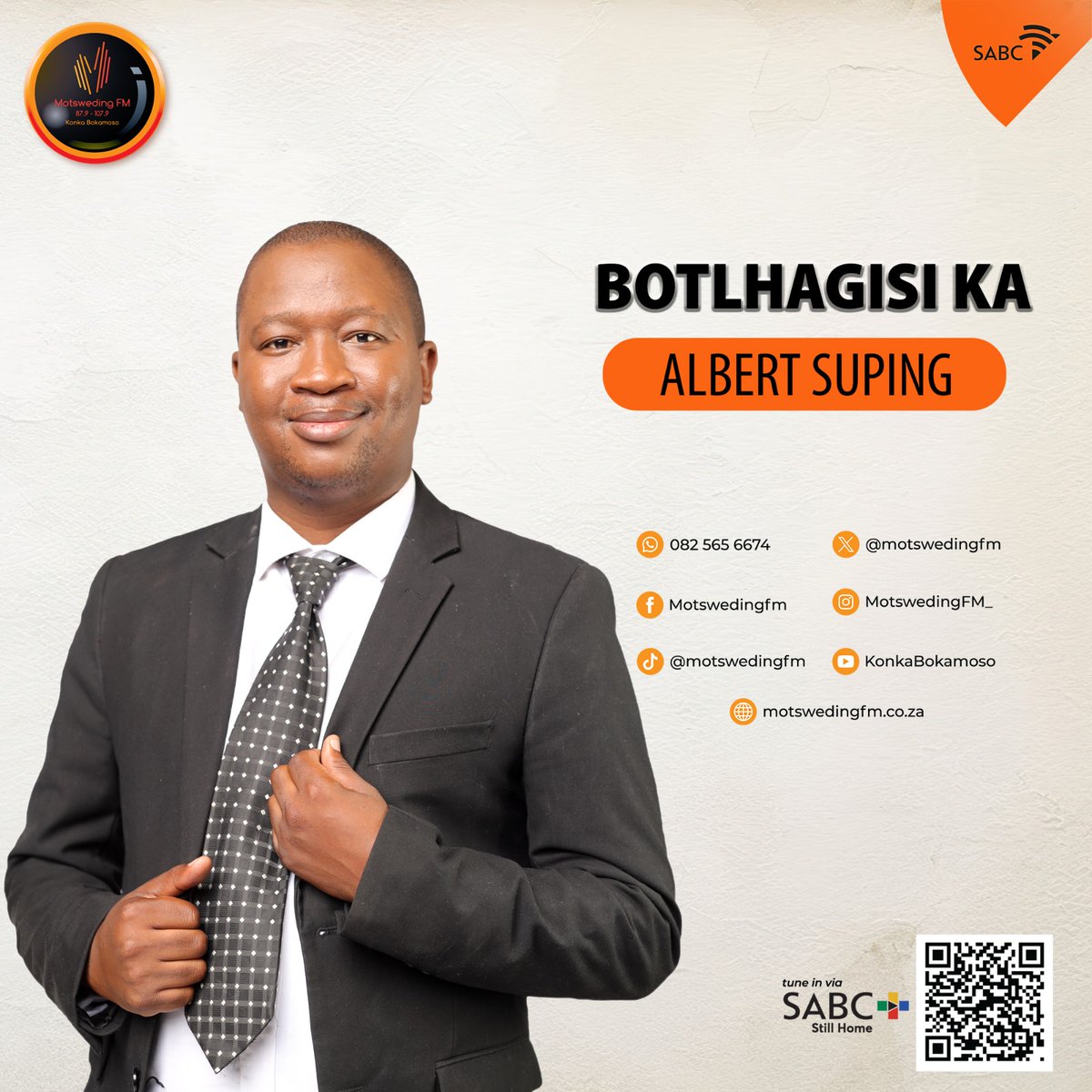 motswedingfm's tweet image. #Mamepe le Mosela Mokgosi, botlhagisi ka Albert Suping
☎️: 082 565 6674
🖥️: motswedingfm.co.za
SABC +: sabcplus.com
#MotswedingFM