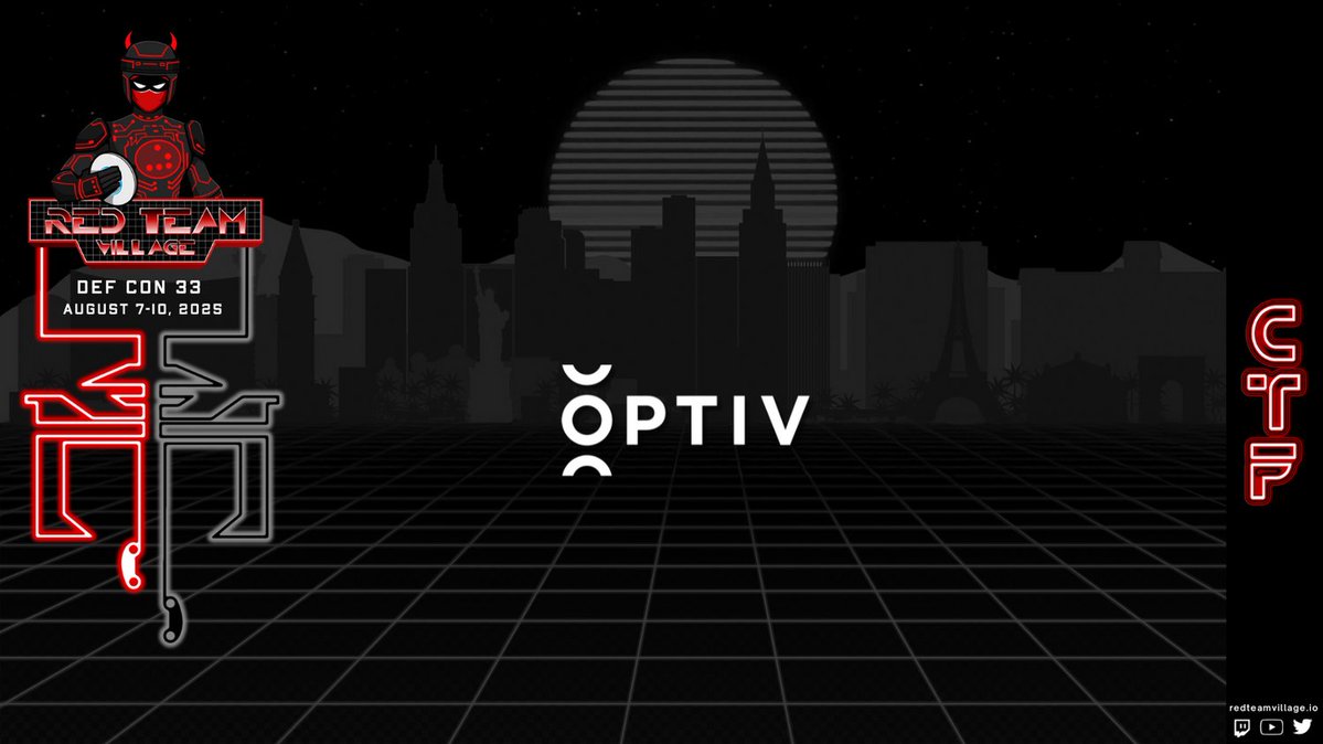 RedTeamVillage_'s tweet image. Shoutout to @Optiv for fueling our CTF at #DC33! Your support helps us bring hands-on red team content to life. 🎯