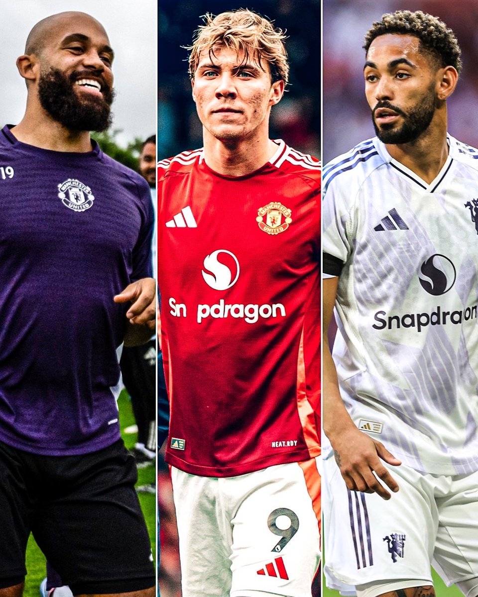 ManUtdInPidgin's tweet image. Manchester United front three wey be Bryan Mbeumo, Rasmus Hojlund and Matheus Cunha don cost dem over £200 million 🤯🔥