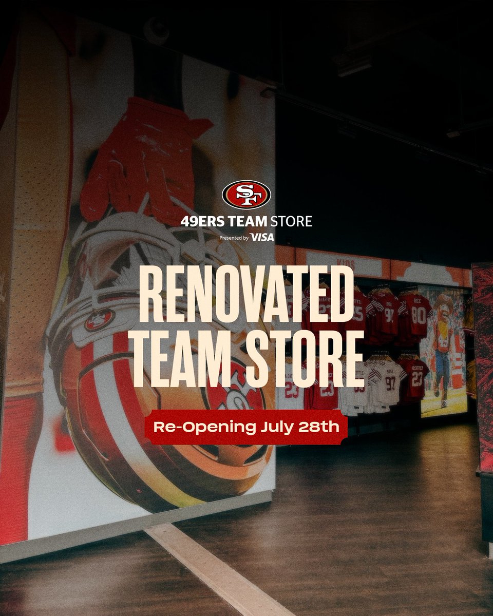 LevisStadium's tweet image. The #49ers Team Store reopens July 28th 🛍️