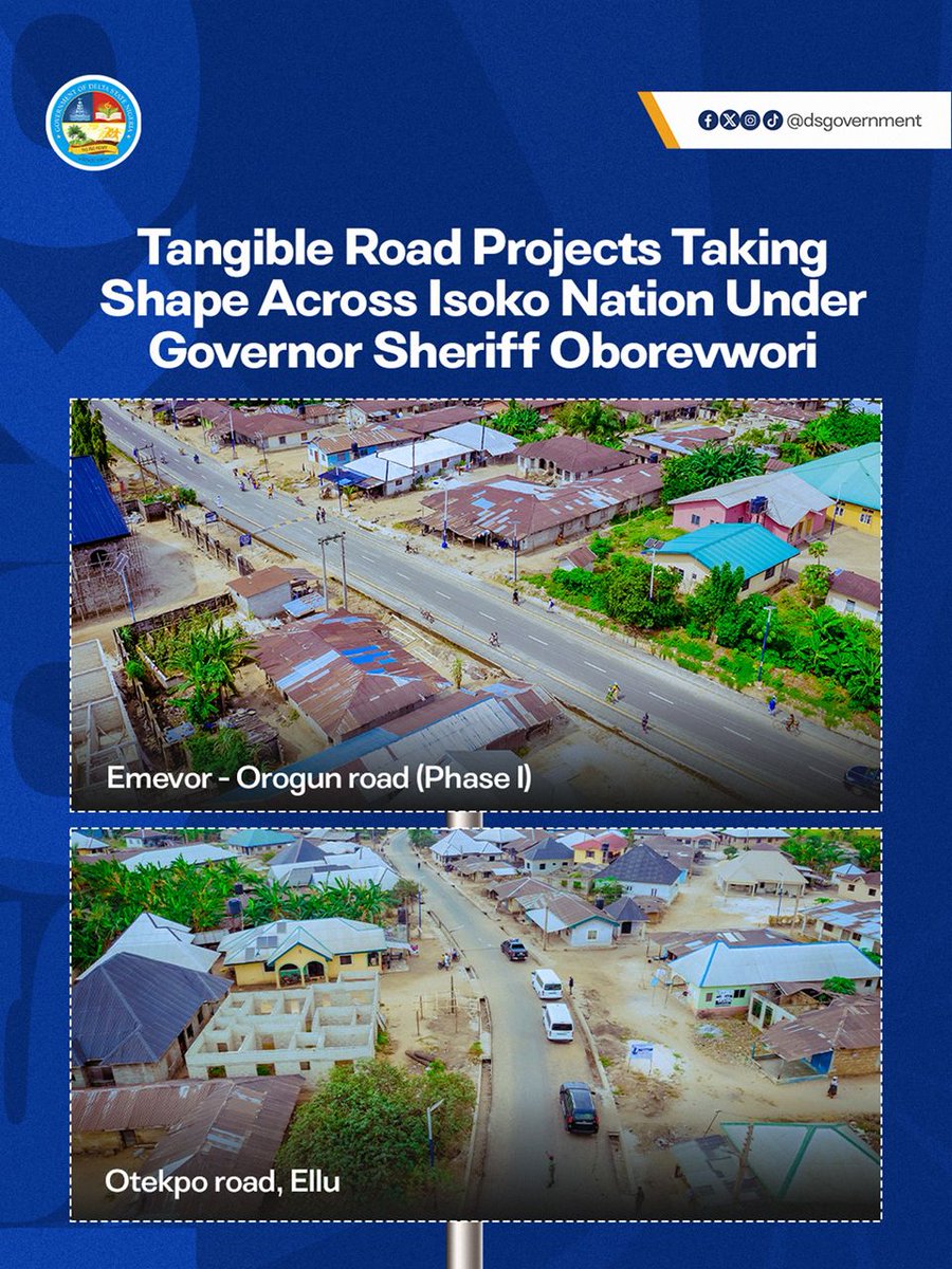 Phabpresh's tweet image. The narrative being pushed in some corners that Governor sheriff has not done any roads in Isoko is actually embarrassing, to say the least, because there is evidence
The governor has made it clear that he will touch every LGA in Delta state,MORE, for every local government