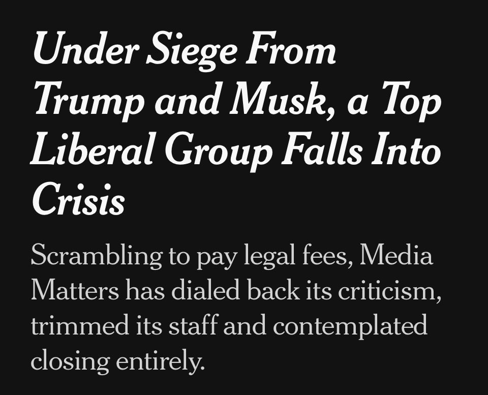 This is, without question, my favorite article of the week. 

Media Matters is in “crisis,”and it’s absolutely beautiful.