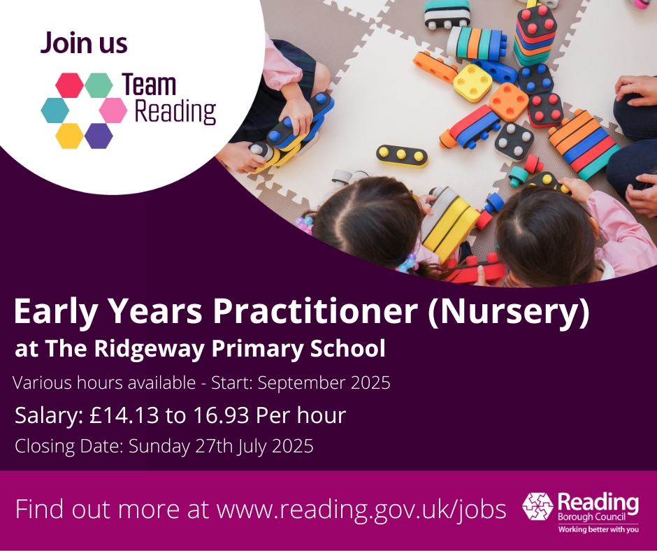ReadingCouncil's tweet image. The Ridgeway Primary School is looking for a nurturing and enthusiastic Early Years Practitioner to join our nursery team and help create a joyful, supportive environment where every child can thrive.

To apply: rdguk.info/6beFL