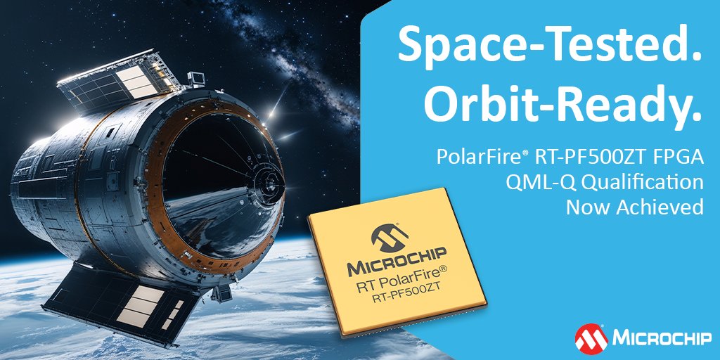 MicrochipTech's tweet image. We cleared QML Class Q, so you don’t sweat the specs. PolarFire® RT-PF500ZT FPGA is orbit-ready with the resilience your mission needs. Take it to space: mchp.us/3H1t7RZ. #SpaceTested #RadiationTolerant #AerospaceDesign