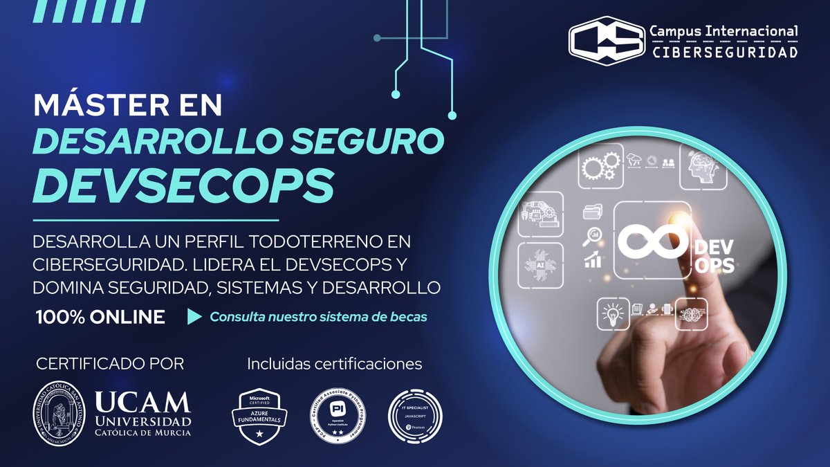 CampusCiberseg's tweet image. 🚀 ¡Lleva tu carrera al siguiente nivel con el #Máster en #DevSecOps! Aprende a integrar seguridad en el ciclo de vida del #software.
🔐 Sé parte de los profesionales que lideran la transformación digital con #DevSecops
campusciberseguridad.com/masters/master…
