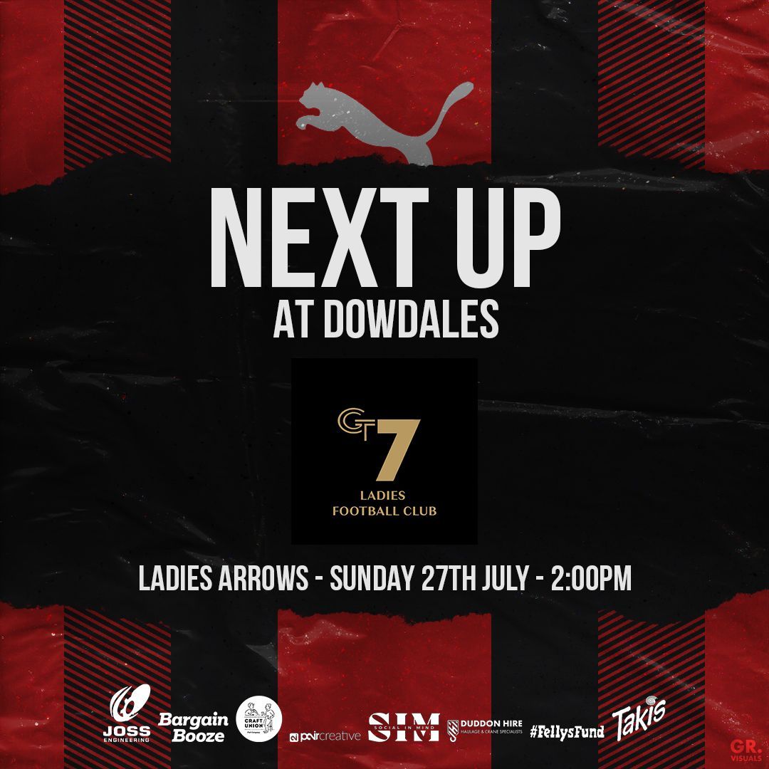 FRIENDLY - Our Ladies are back in action this weekend so please give them some support!
 
📅 Sunday 27th July

𝗟𝗔𝗗𝗜𝗘𝗦 𝗔𝗥𝗥𝗢𝗪𝗦
🆚 GT7 ladies
⏰ 2:00pm
🏟 Dowdales