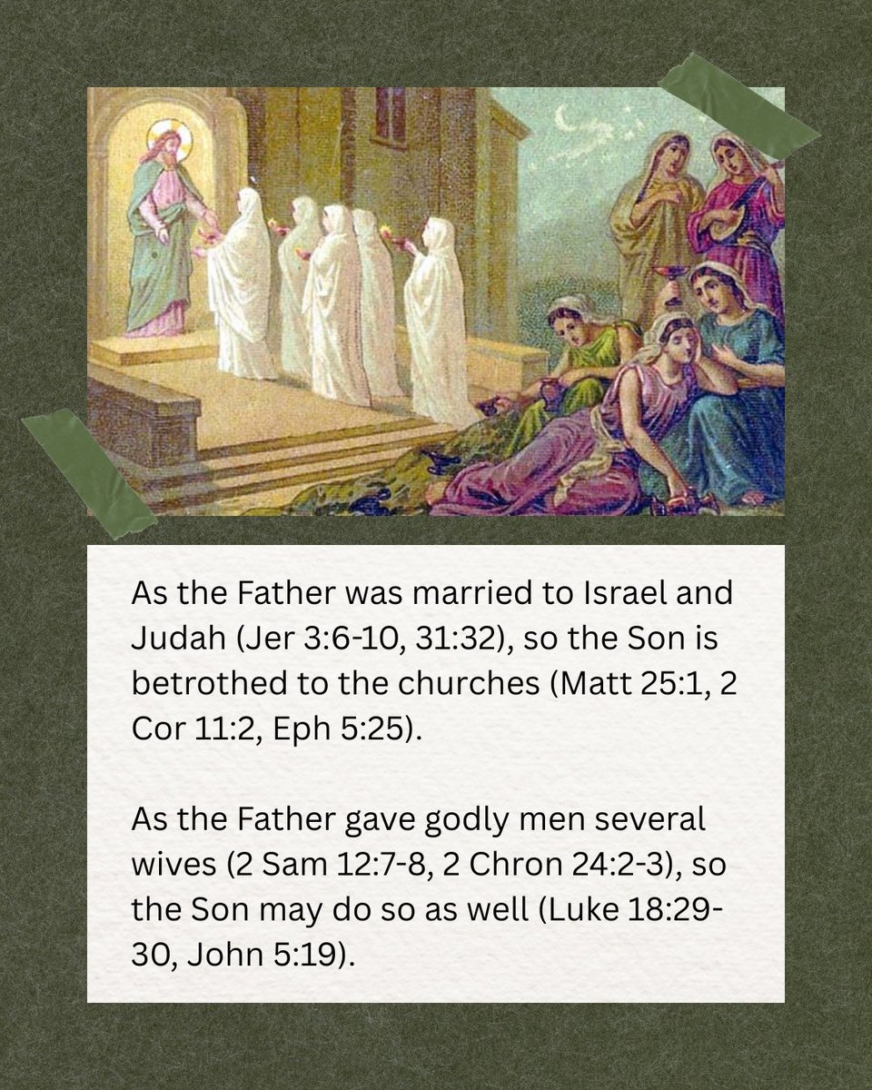 richtidwell's tweet image. The Parable of the Ten Virgins may be the most misunderstood marriage passage in the NT. Understanding it opens our eyes to the recurring theme in Scripture:
God is plurally married.
Likewise, He calls some of His servants to #polygyny as well.