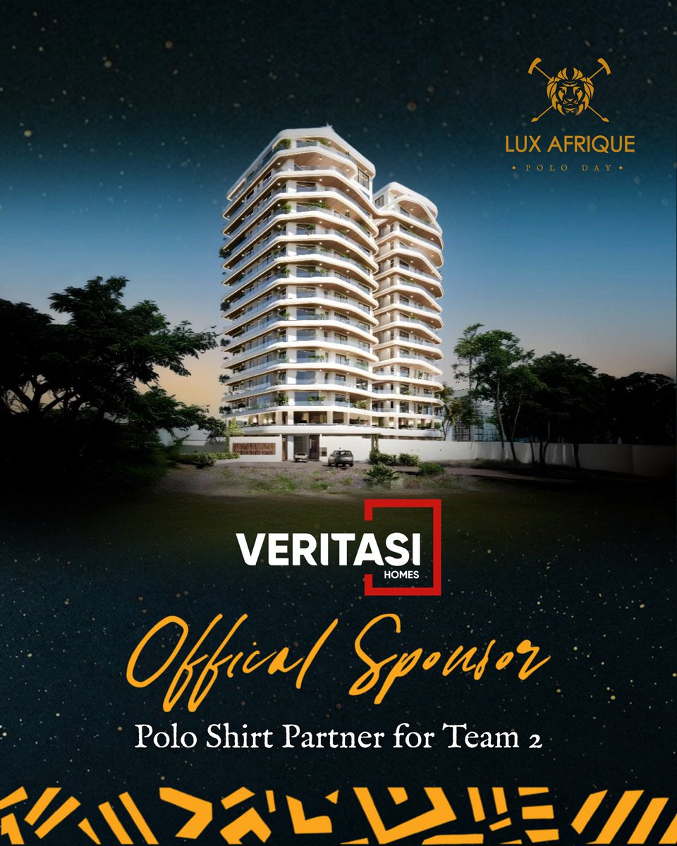 Lux Afrique Polo (@luxafriquepolo) on Twitter photo Say hello to <a href="/VeritasiHomes/">VeritasiHomes</a> one of our event sponsors and the name behind Team 2’s official polo shirts this year 🏡💫
From bold developments to timeless design, Veritasi builds with purpose and style — just like our players on the field.
Refined living, elevated play. Say hello to <a href="/VeritasiHomes/">VeritasiHomes</a> one of our event sponsors and the name behind Team 2’s official polo shirts this year 🏡💫
From bold developments to timeless design, Veritasi builds with purpose and style — just like our players on the field.
Refined living, elevated play.