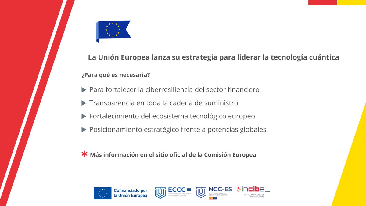 INCIBE's tweet image. 🌍 Europa quiere liderar la revolución cuántica
La #UE lanza su estrategia para ser potencia mundial en #TecnologiasCuánticas en 2030
· Más inversión
· Más talento
· Más soberanía digital
📎 ec.europa.eu/commission/pre…