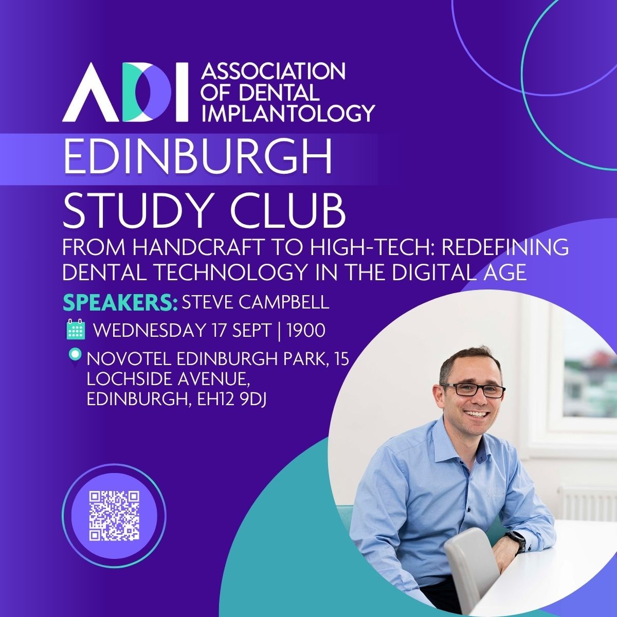ADI_dental's tweet image. Join us for the Edinburgh Study Club on Sept 17, 2025! 🦷
Novotel Edinburgh Park. Speaker: Steve Campbell. Secure your spot now! adi.org.uk/events/1981/ed… 

#EdinburghDentistry #DentalTechnology #StudyClub #DigitalDentistry #RestorativeDentistry #DentalImplants