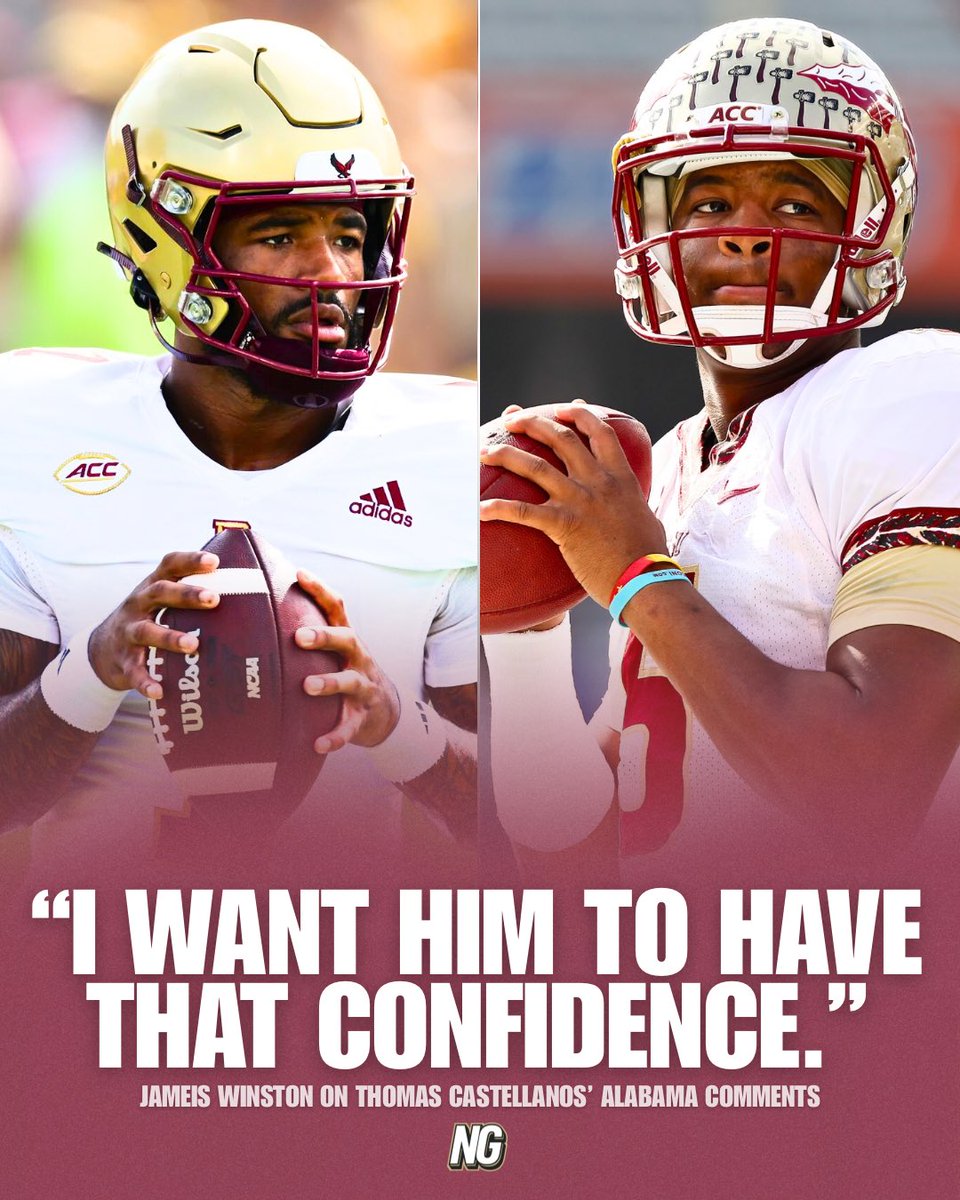 Logan B. Robinson (@loganstwitty) on Twitter photo Jameis Winston likes the confidence coming from FSU’s Thomas Castellanos 🔥
“Actions speak louder than words. But what do you expect? Do you not want him to have that confidence? I want him to have that confidence. He should have that confidence. I know Alabama, I know everybody Jameis Winston likes the confidence coming from FSU’s Thomas Castellanos 🔥
“Actions speak louder than words. But what do you expect? Do you not want him to have that confidence? I want him to have that confidence. He should have that confidence. I know Alabama, I know everybody