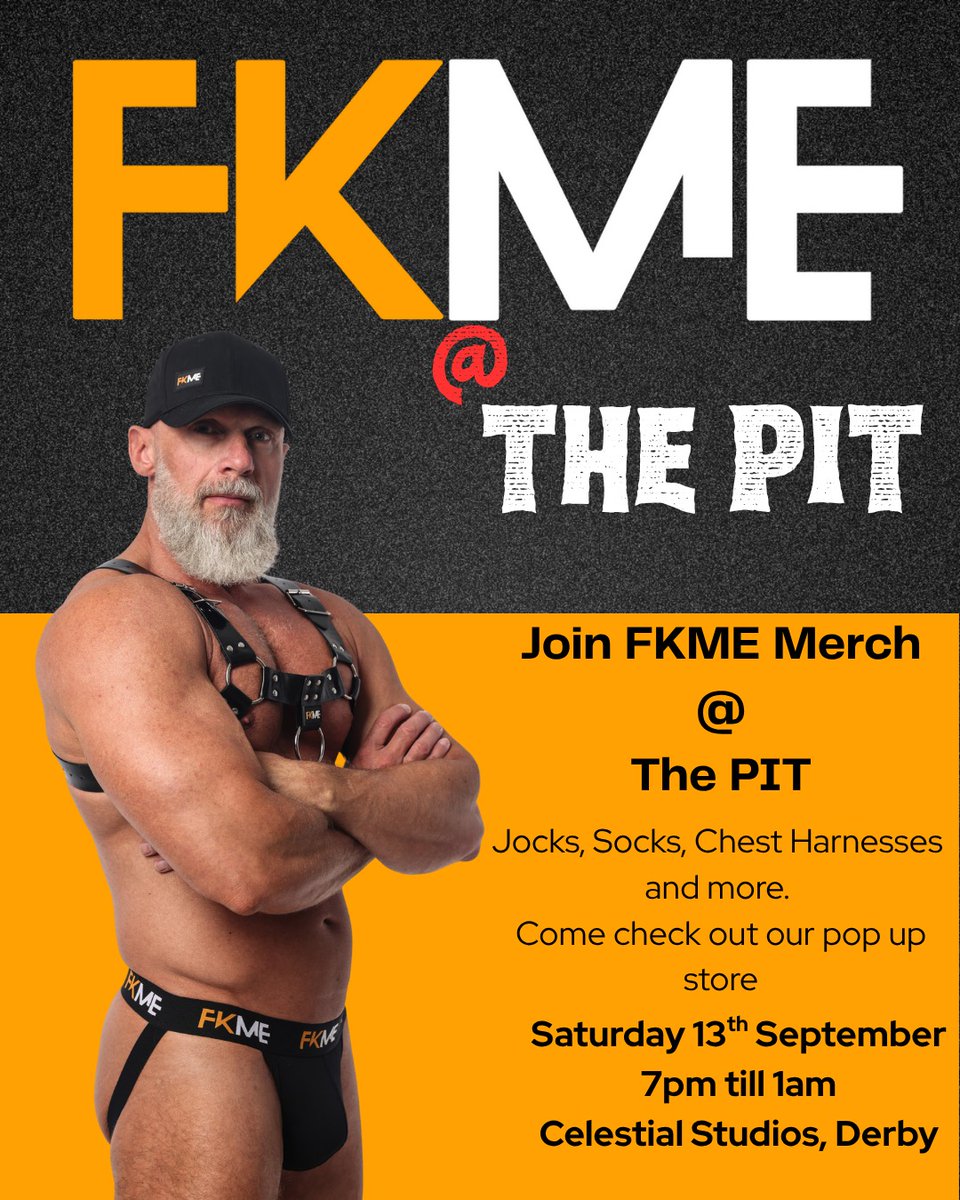 Guess who is popping up at The Pit 😈
<a href="/FKME_merch/">FKME</a>
Gear up in jocks, socks &amp; all the essentials to turn heads (and maybe twist a few arms).
Built for sweat, play, and staying barely dressed.
All-male kink. All eyes on you.