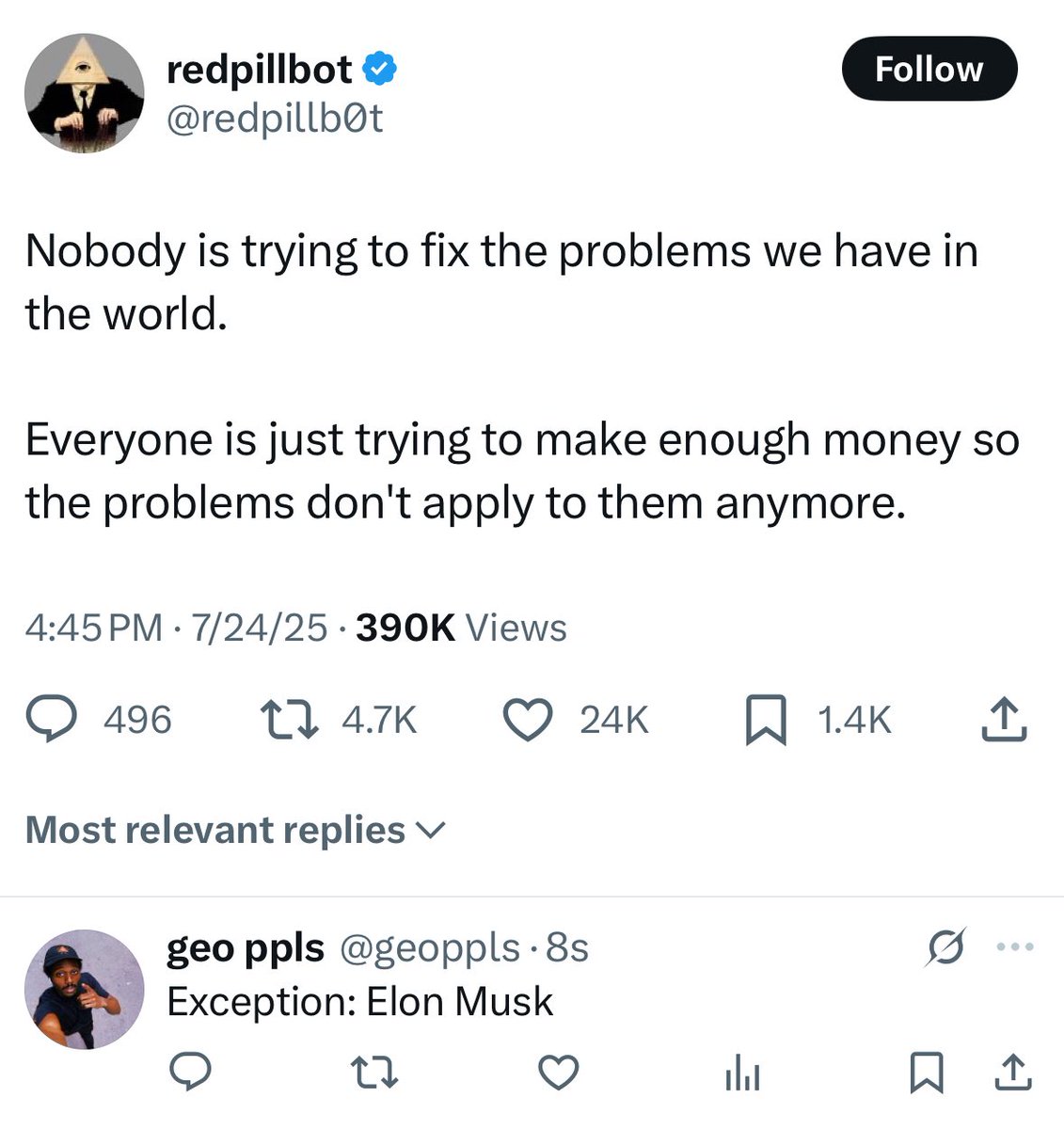 geoppls's tweet image. People try to hate on Elon, but
