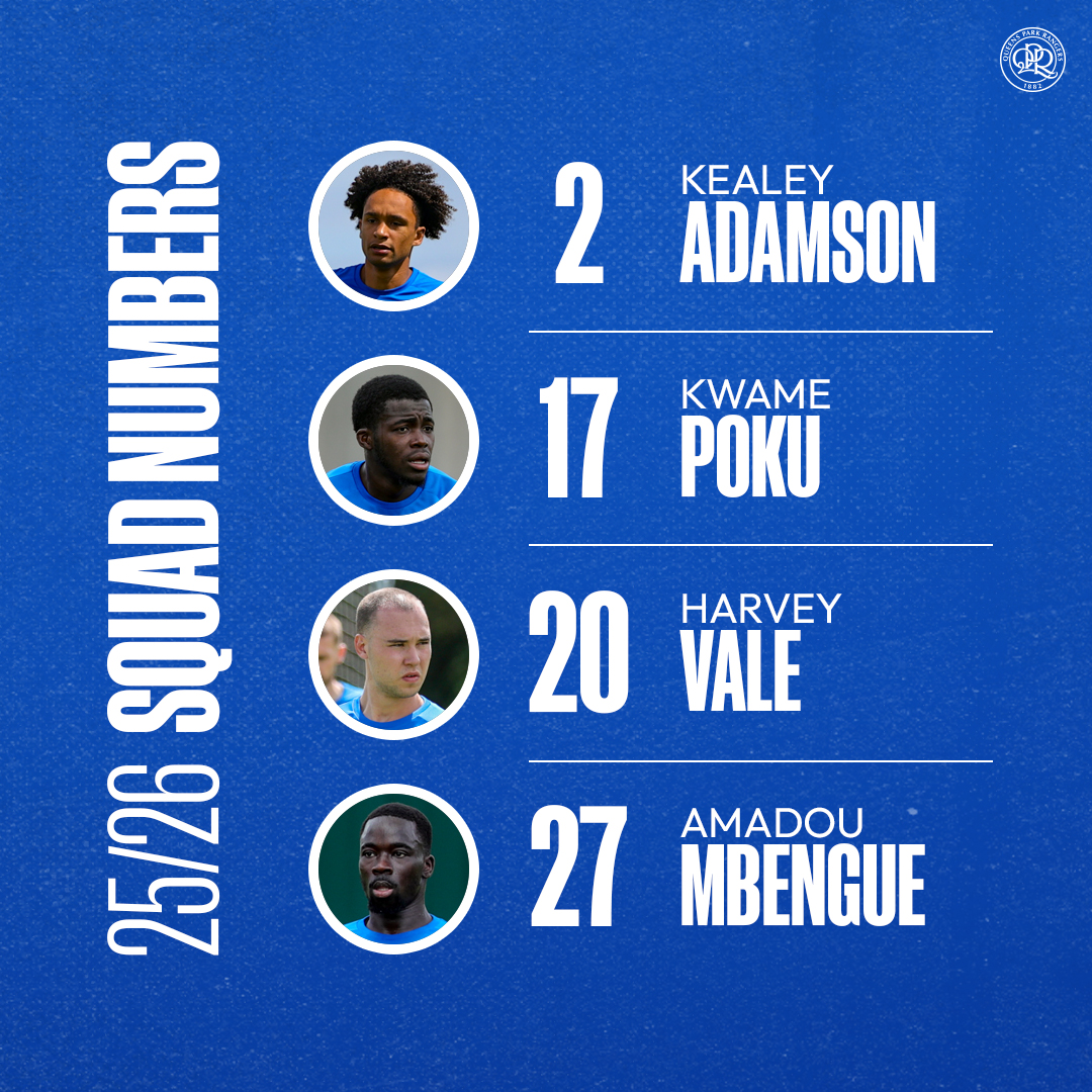 QPR's tweet photo. 4️⃣ numbers confirmed for 25/26 🔢