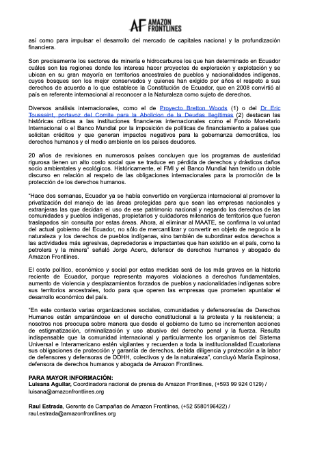 ElenaDeQuito's tweet image. Decreto 60 de Noboa elimina Ministerio de Ambiente y pone en riesgo derechos colectivos y de la naturaleza
Mediante Decreto Ejecutivo, el presidente Daniel Noboa suprimió el Ministerio de Ambiente, Agua y Transición Ecológica y transfiere sus competencias al Ministerio de…