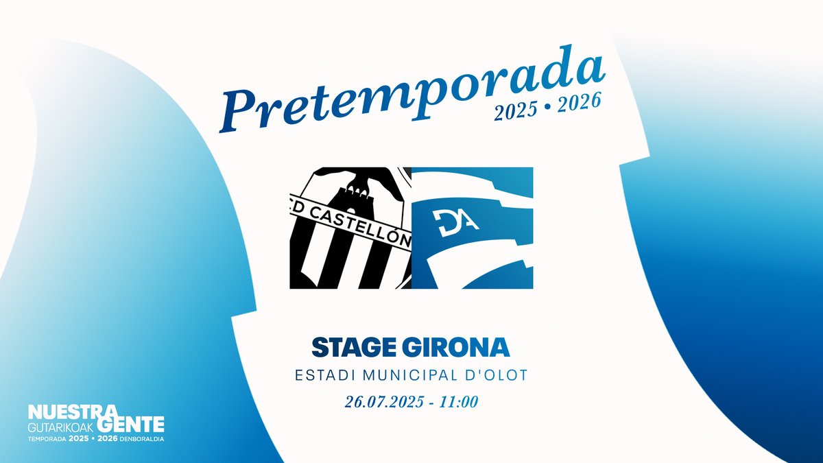 Deportivo Alavés (@alaves_eus) on Twitter photo Jarrai ezazu <a href="/CDCastellon/">CD Castellón</a>-en aurkako lehia 𝒔𝒕𝒓𝒆𝒂𝒎𝒊𝒏𝒈 bidez!
🏟️ Olot
⌚ 11:00
📺 t.ly/Eb536
#PretemporadaDA
#CastellónAlavés | #GoazenGlorioso ⚪️🔵 Jarrai ezazu <a href="/CDCastellon/">CD Castellón</a>-en aurkako lehia 𝒔𝒕𝒓𝒆𝒂𝒎𝒊𝒏𝒈 bidez!
🏟️ Olot
⌚ 11:00
📺 t.ly/Eb536
#PretemporadaDA
#CastellónAlavés | #GoazenGlorioso ⚪️🔵