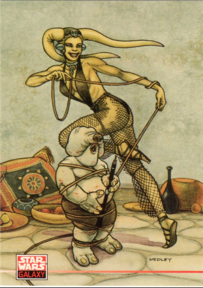 AirlockOpen's tweet image. Droopy liked getting tied up. Don't worry, art is by a chick.
Star Wars Galaxy series 2 (1994)