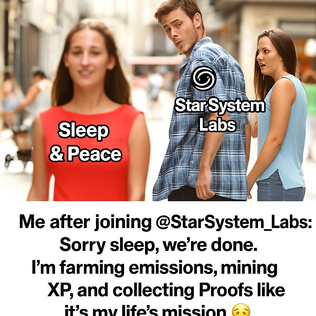 Murtaza Saleem (@murtaza_sal) on Twitter photo Caption:
Me after joining <a href="/StarSystem_Labs/">StarSystemLabs🐸👾</a>:
Sorry sleep, we’re done.
I’m farming emissions, mining XP, and collecting Proofs like it’s my life’s mission 😩💻🚀
#StarSystemLabs #Web3Meme #ZealyPremiumdrop #XPGrind Caption:
Me after joining <a href="/StarSystem_Labs/">StarSystemLabs🐸👾</a>:
Sorry sleep, we’re done.
I’m farming emissions, mining XP, and collecting Proofs like it’s my life’s mission 😩💻🚀
#StarSystemLabs #Web3Meme #ZealyPremiumdrop #XPGrind
