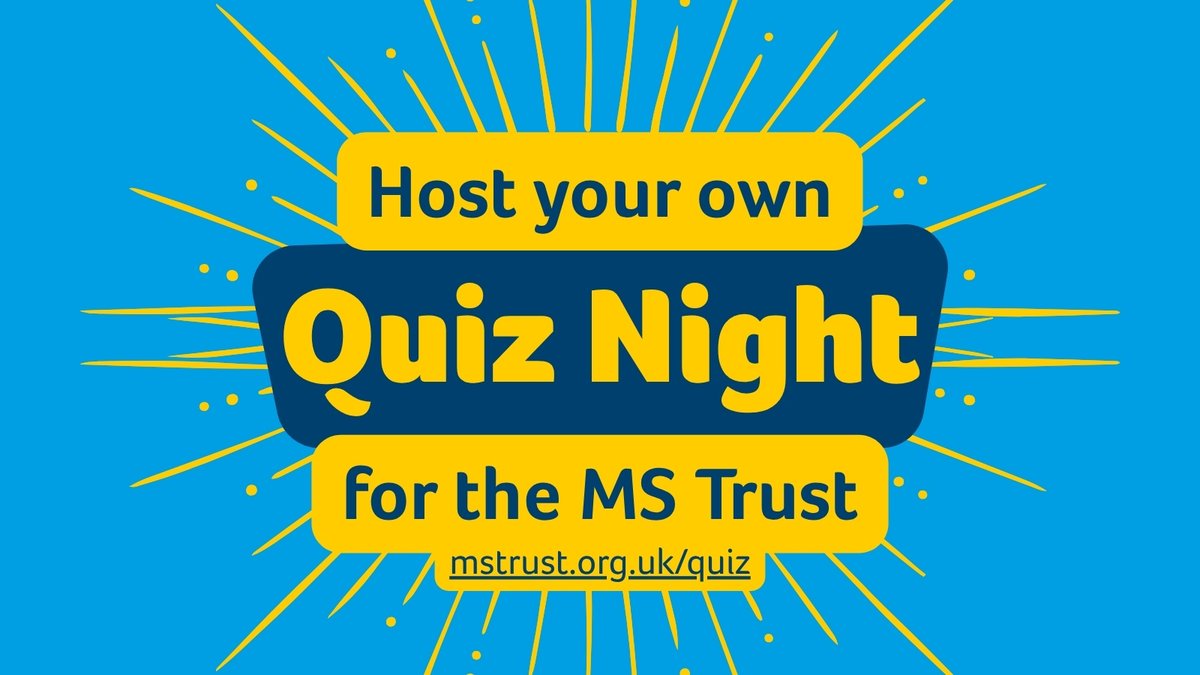 MSTrust's tweet image. Host a quiz night for the #MSTrust! Gather your friends, have a fun evening, and raise funds for people living with #MS.

We&apos;ve made it easy - just download our ready-to-go 10-round quiz and get started! 💙

#MultipleSclerosis #QuizNight

pulse.ly/lxsozrcdgh