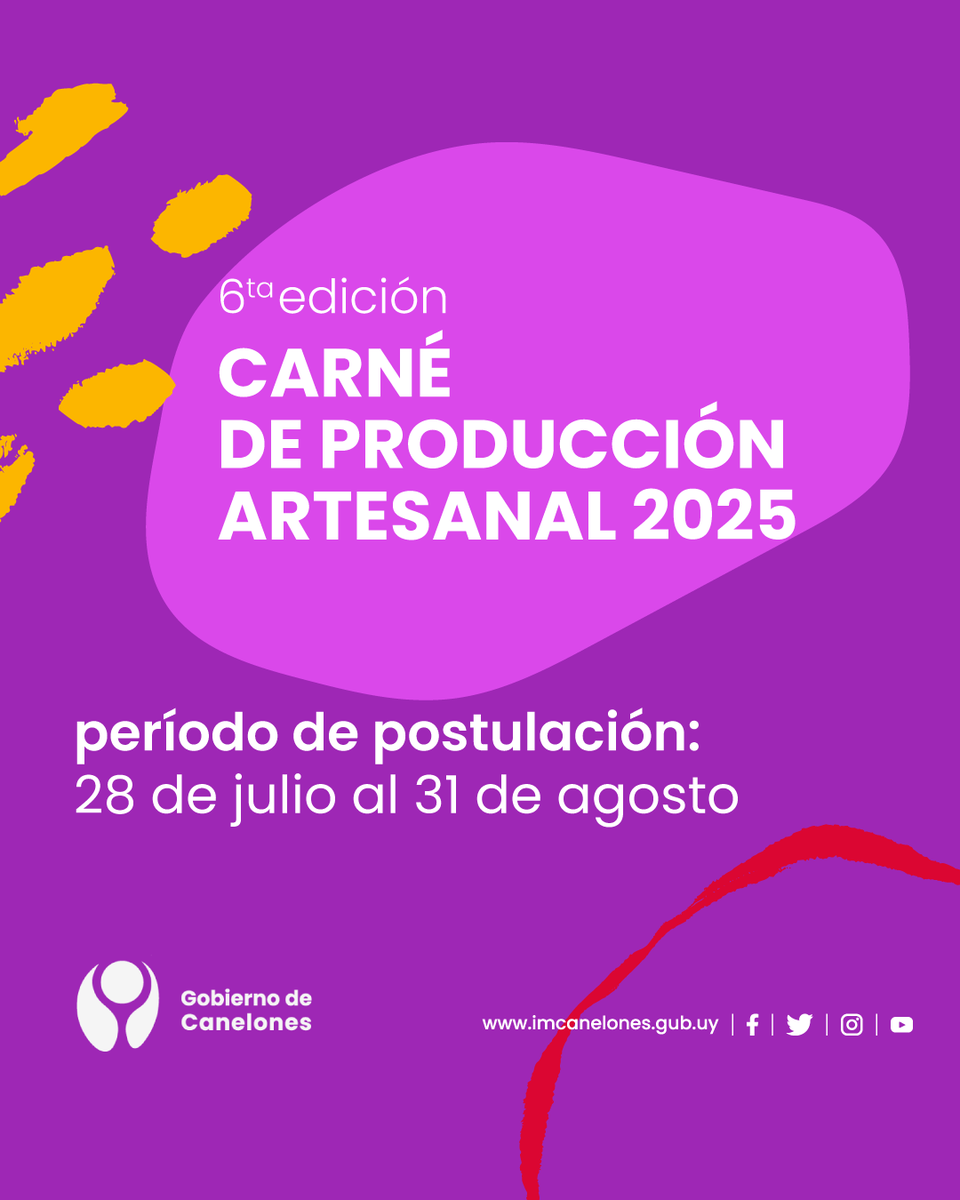 🪪 Convocatoria para obtener el Carné de Producción Artesanal 2025.

Iniciativa destinada a apoyar la sostenibilidad económica de las micro y pequeñas empresas productoras artesanales en el departamento.

📰Inscripciones desde el 28/7 al 31/8 mediante