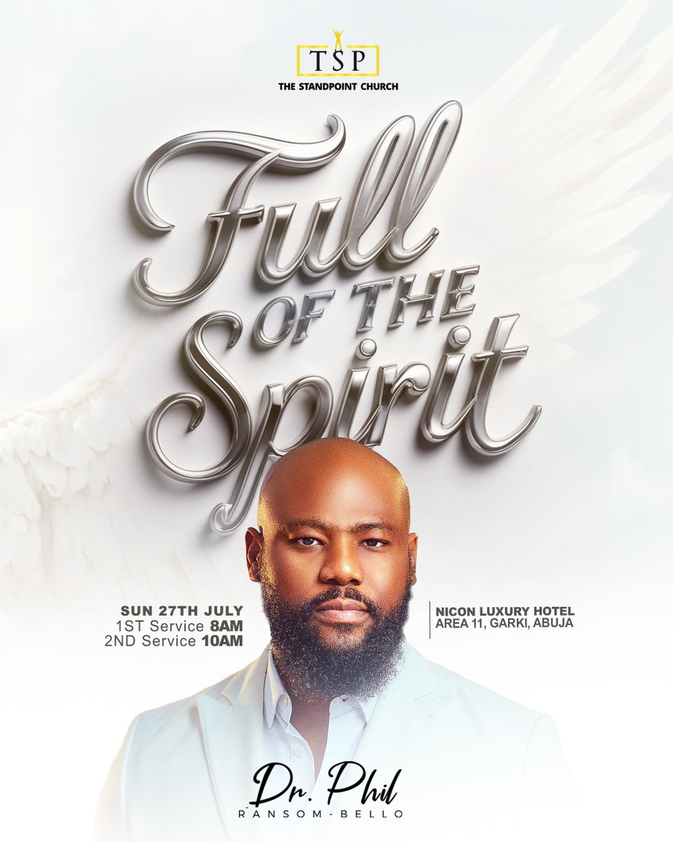 StandPointAbj's tweet image. We go again this Sunday! 馃敟
Full of the Spirit PT. 2
Join our Senior Pastor @DrPhilBello for a Supernatural Experience!
Don't come alone, Invite someone 鉂わ笍
---
Nicon Luxury Hotel, Garki, Abuja // 8AM and 10AM
#CHRiSTamplified