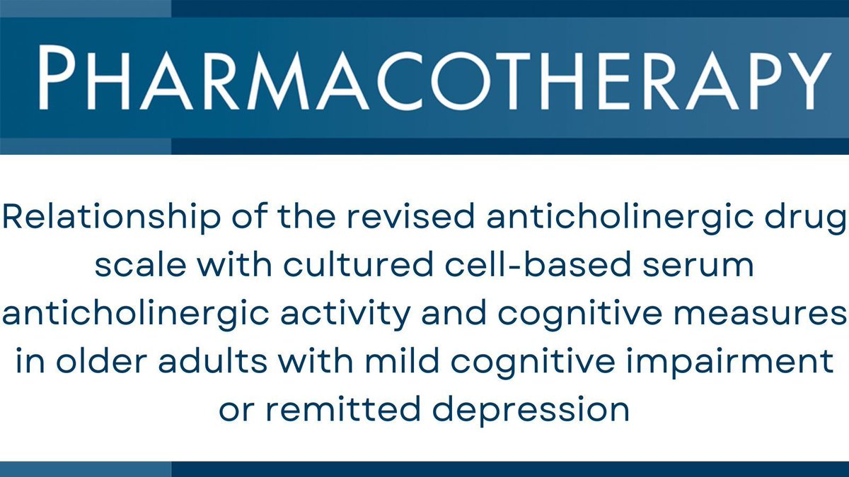 PharmacoJournal's tweet image. The revised scale is recommended as a replacement for the original Anticholinergic Drug Scale (ADS) since it includes ratings for more drugs and was significantly, albeit weakly, associated with cell-based serum anticholinergic activity. OPEN ACCESS: buff.ly/VkBOX3z