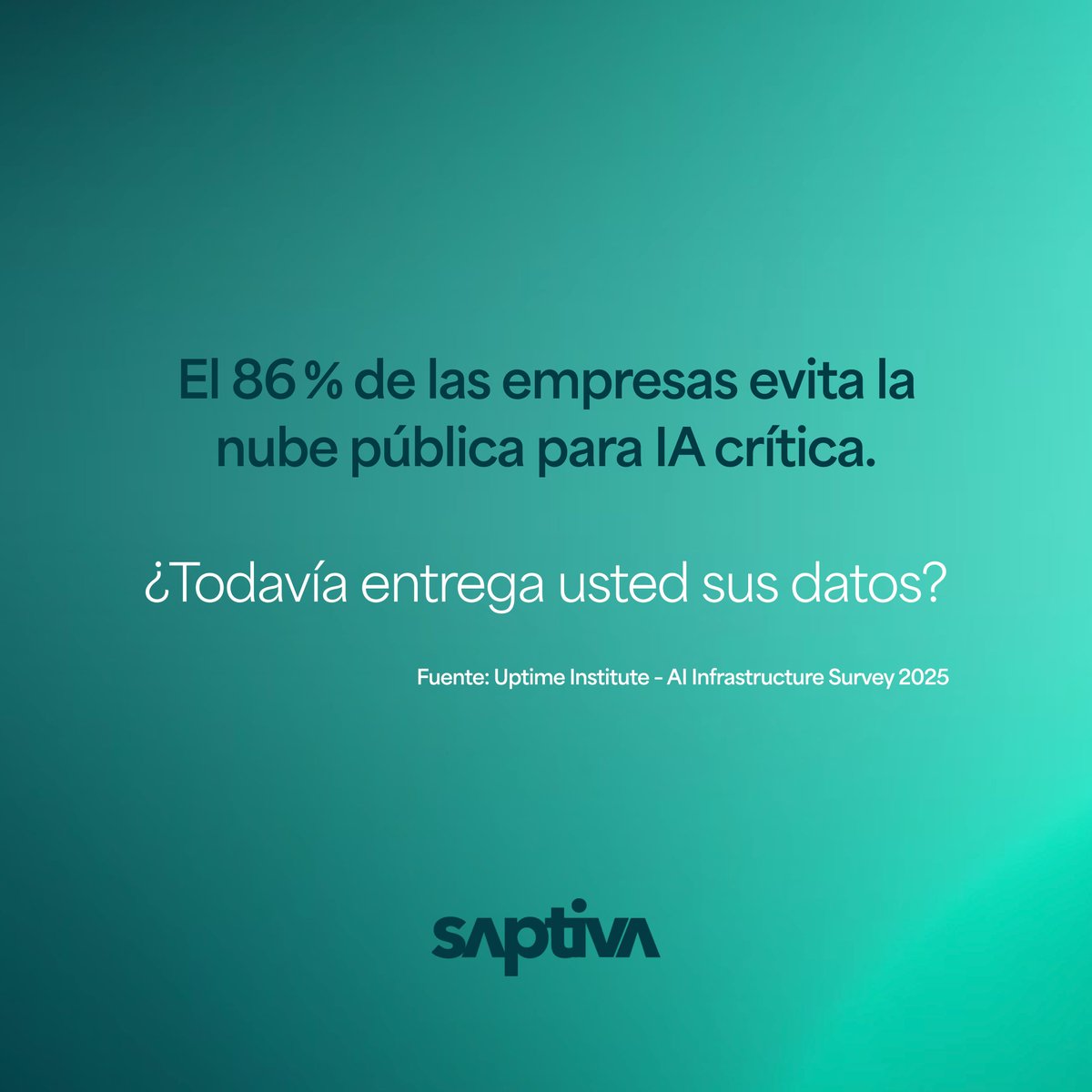 Saptiva_AI's tweet photo. El 86 % de las empresas evita la nube pública para IA crítica.
¿Usted todavía entrega sus datos?
Con Saptiva, su IA se ejecuta en México.
Sin APIs de OpenAI. Sin nube de AWS. Bajo su control.
#IAenLATAM #SoberaníaDigital #InfraestructuraLocal #CumplimientoNormativo https://t.co/waFkKnrgrr