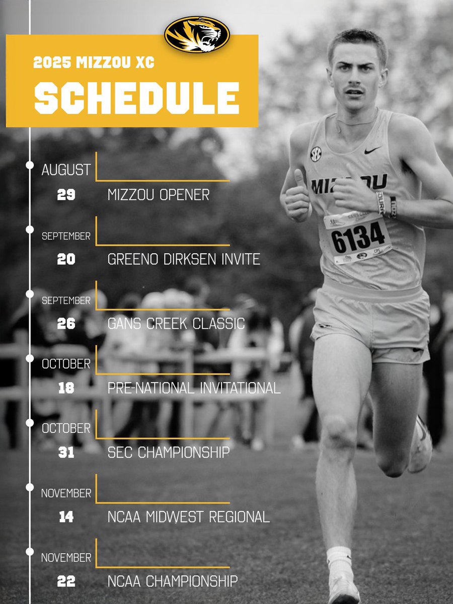 Mizzou Track & Field (@mizzoutfxc) on Twitter photo Three meets and the 2025 NCAA Championship takes place at Gans Creek Cross Country Course this season, the premier collegiate XC destination ๐ 
๐: bit.ly/44Vud9O
#MIZ ๐ฏ Three meets and the 2025 NCAA Championship takes place at Gans Creek Cross Country Course this season, the premier collegiate XC destination ๐ 
๐: bit.ly/44Vud9O
#MIZ ๐ฏ