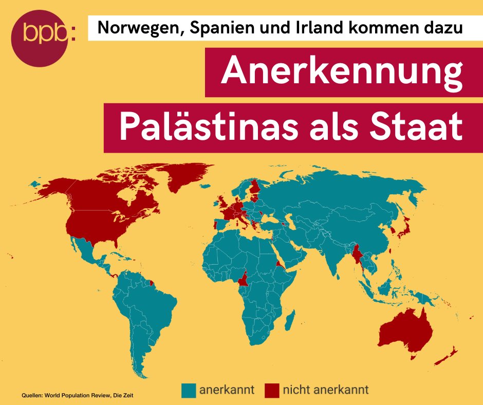 HarmNeitzel's tweet image. Selbst die "Bundeszentrale für politische Bildung" informiert darüber, dass immer mehr Staaten Palästina anerkennen. Das heute Frankreich noch dazugekommen ist, steht noch nicht dort. Langsam wird es echt peinlich für Deutschland!

bpb.de/kurz-knapp/tae…