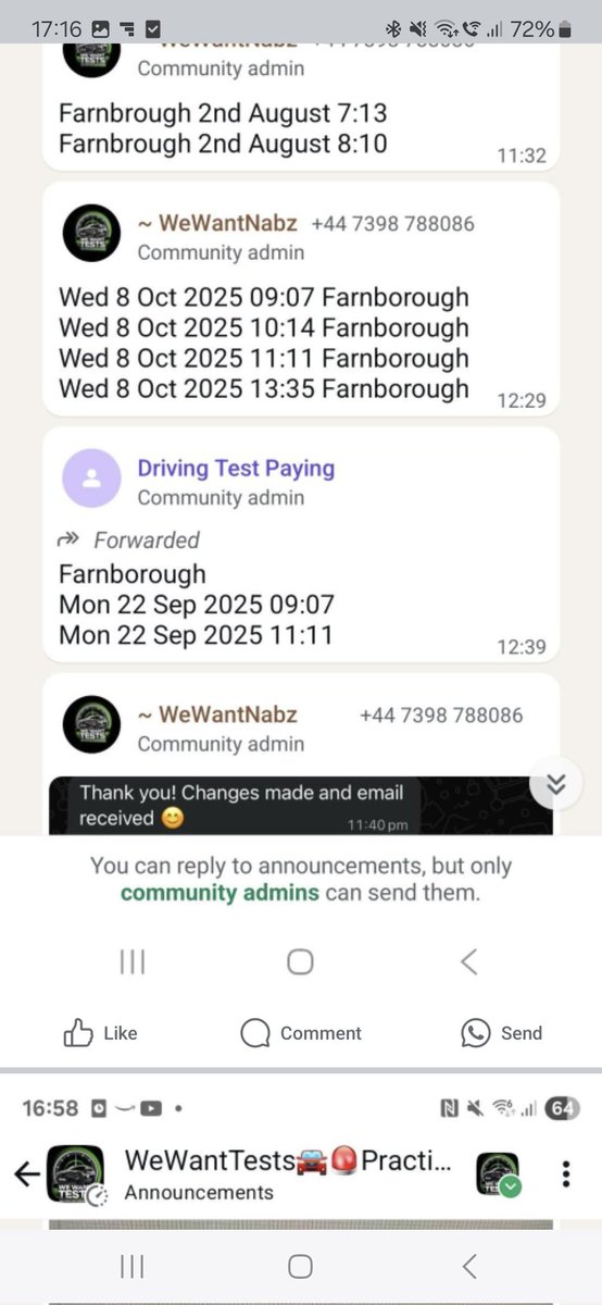 Swarrensearle's tweet photo. @Heidi_Labour still nothing being done about tests. 3 hours is tried to book a test in farnborough today. Website is clicked on one it vanished. Then not even 2 hours later this pops up. It's s disgrace and the whole system and the whole of @DVSAgovuk is a disgrace. https://t.co/DatV3ntRCE