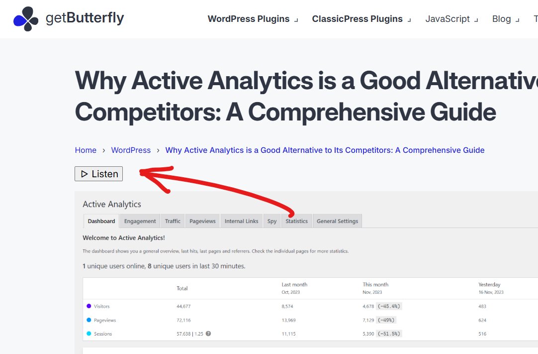 cipriangb's tweet image. I have added a "Listen" button to all my blog articles. Now you can lie back and listen to them, instead of reading.
Doesn't work well with code, but it's good for long-form articles.
Check it out here - getbutterfly.com/why-active-ana…