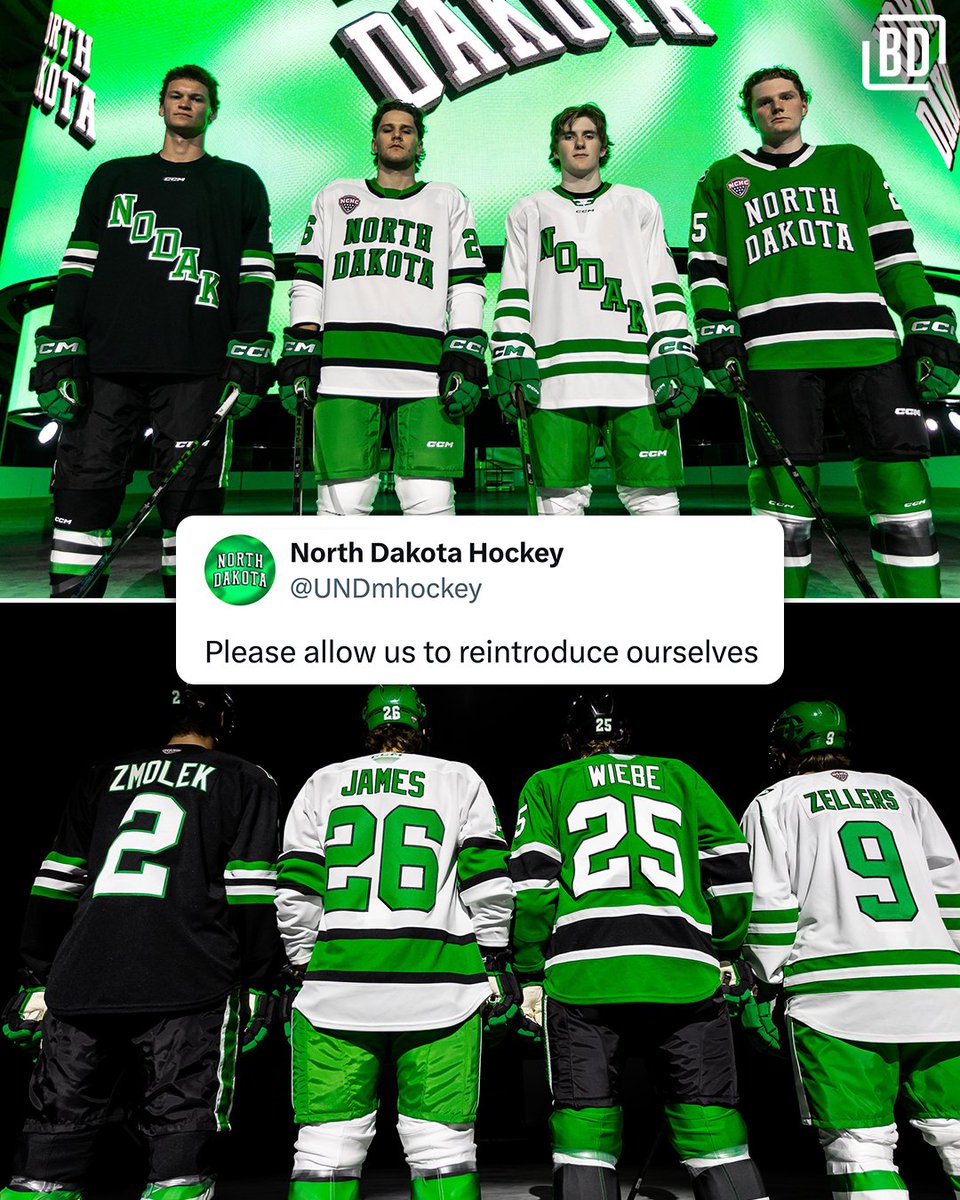 What do you think of UND’s new jerseys? 🟢⚫️

(h/t <a href="/UNDmhockey/">North Dakota Hockey</a>)