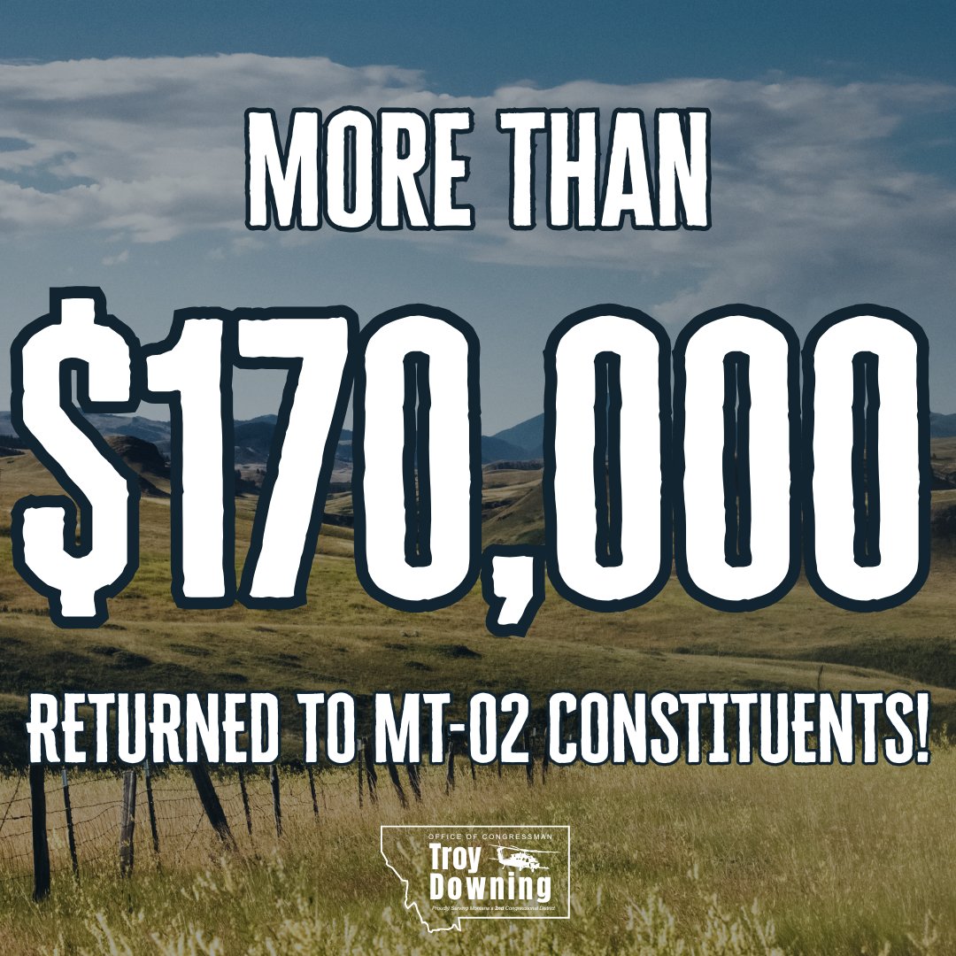 RepTroyDowning's tweet image. Since taking office in January, my team in the district has been hard at work returning money to hardworking Montanans.
As of today, we have closed more than 100 cases and returned over $170,000 to folks in MT-02.
We are just getting started. If you need help with a federal…