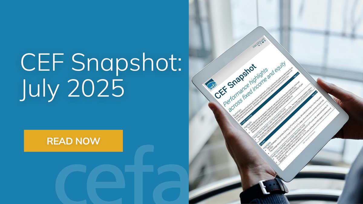 How did closed-end funds fare last month? Gain market insights with the July CEF Snapshot now: cefa.com/investment-upd…