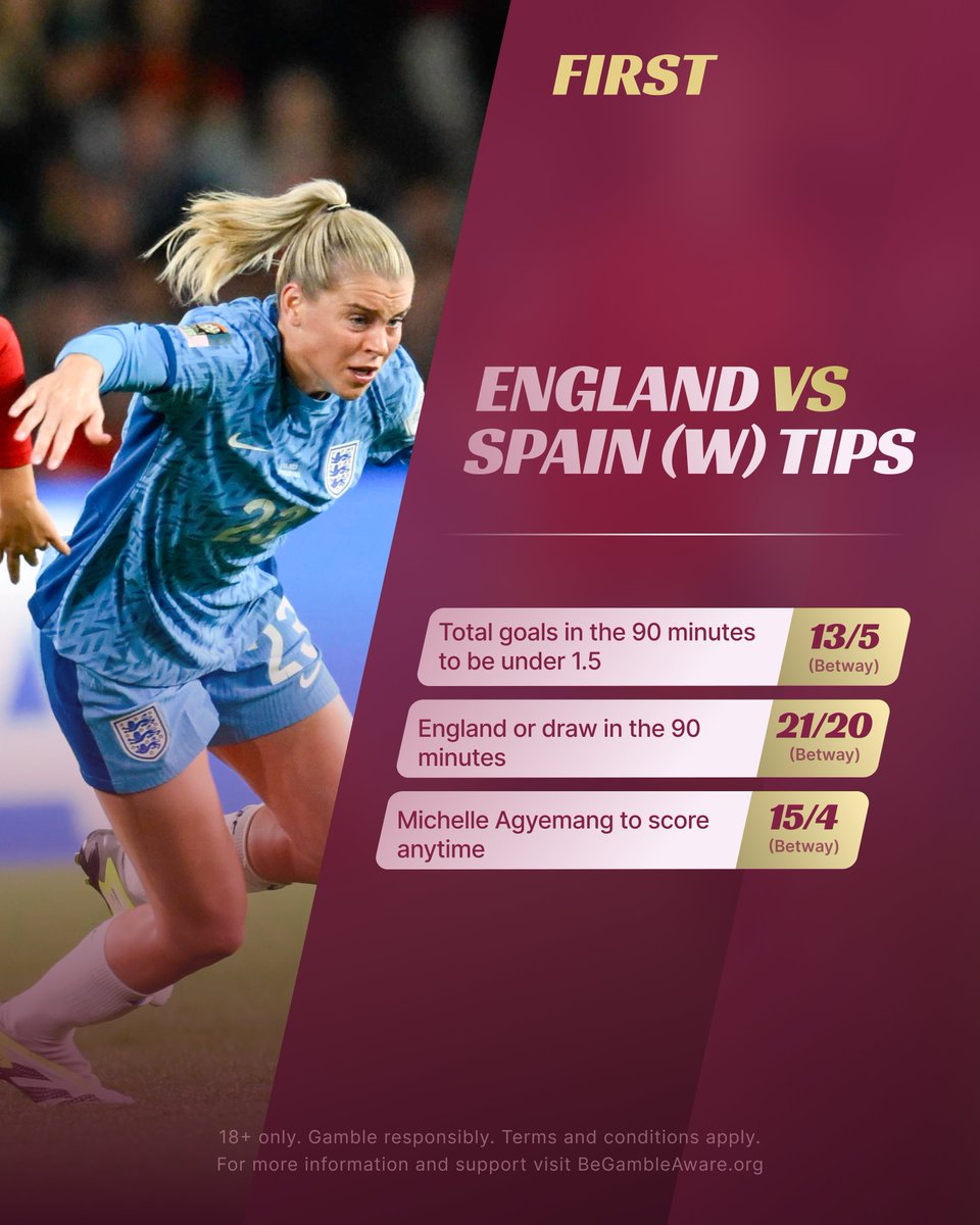 firstforwins's tweet image. 🏆 England’s journey to the #WEURO2025 final has been wild and dramatic: penalties, late winners, and now… Spain await. ⚽️
Read match preview for team news, form guide and line-ups
first.com/.../england-sp…
#Lionesses #ENGvESP #ESP #Spain