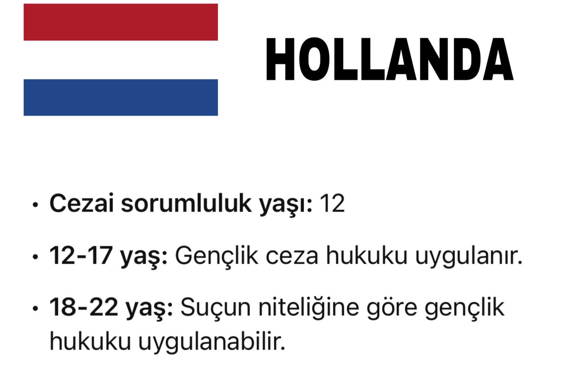kazimkizil's tweet image. “Çocukların” gelişmiş demokrasilerdeki hukuki durumu özet olarak böyle.
Cezai sorumluluk yaşı farklılık gösterse de temel olarak 18 yaşına kadar “Gençlik/Çocuk Mahkemeleri”nde ve “Gençlik Hukuku”na göre yargılanıyorlar.
Ana yaklaşım ise eğitim temelli koruyucu tedbirler.