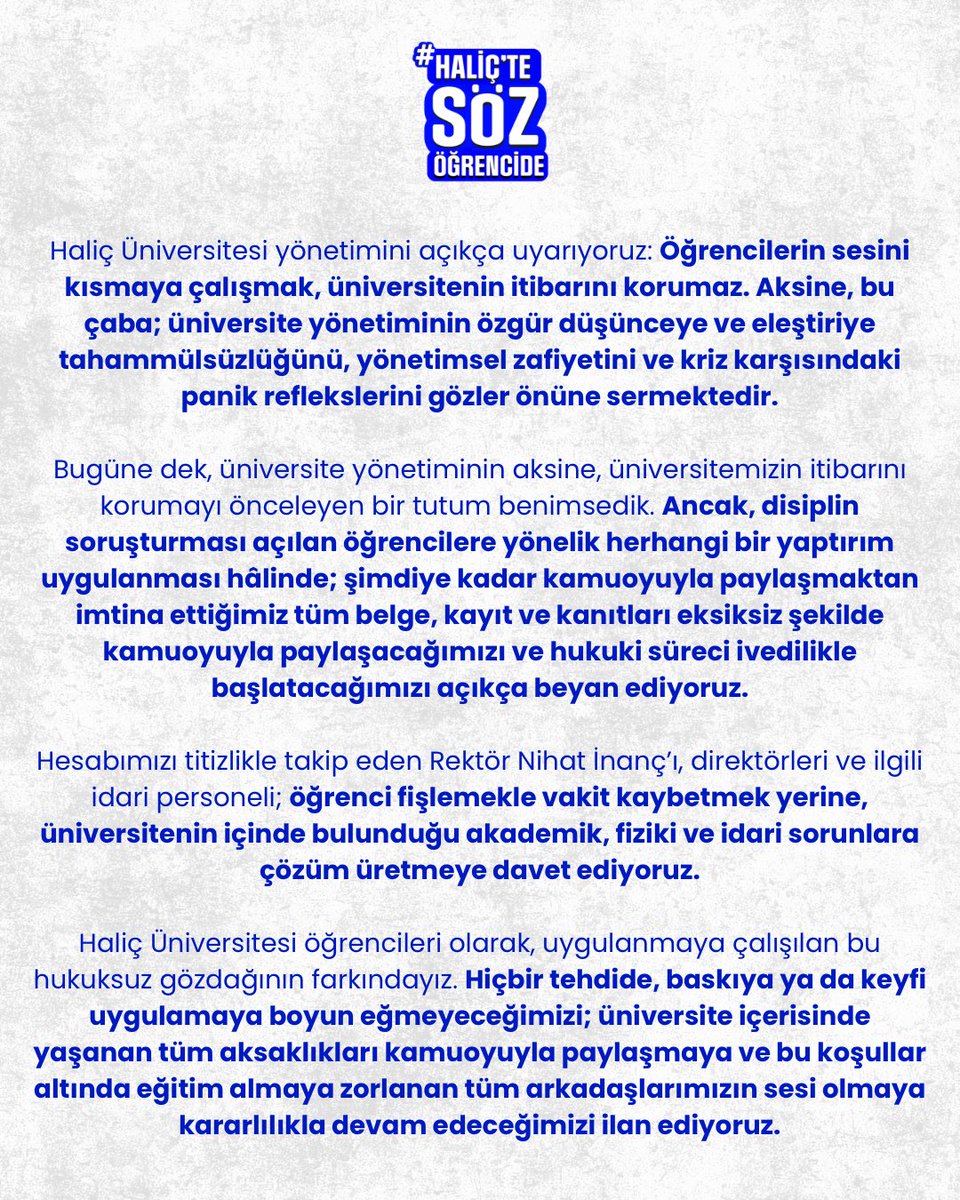 HUsozogrencide's tweet photo. Haliç Ailesine ve kamuoyuna duyrulur. https://t.co/A8QMg7TNMn