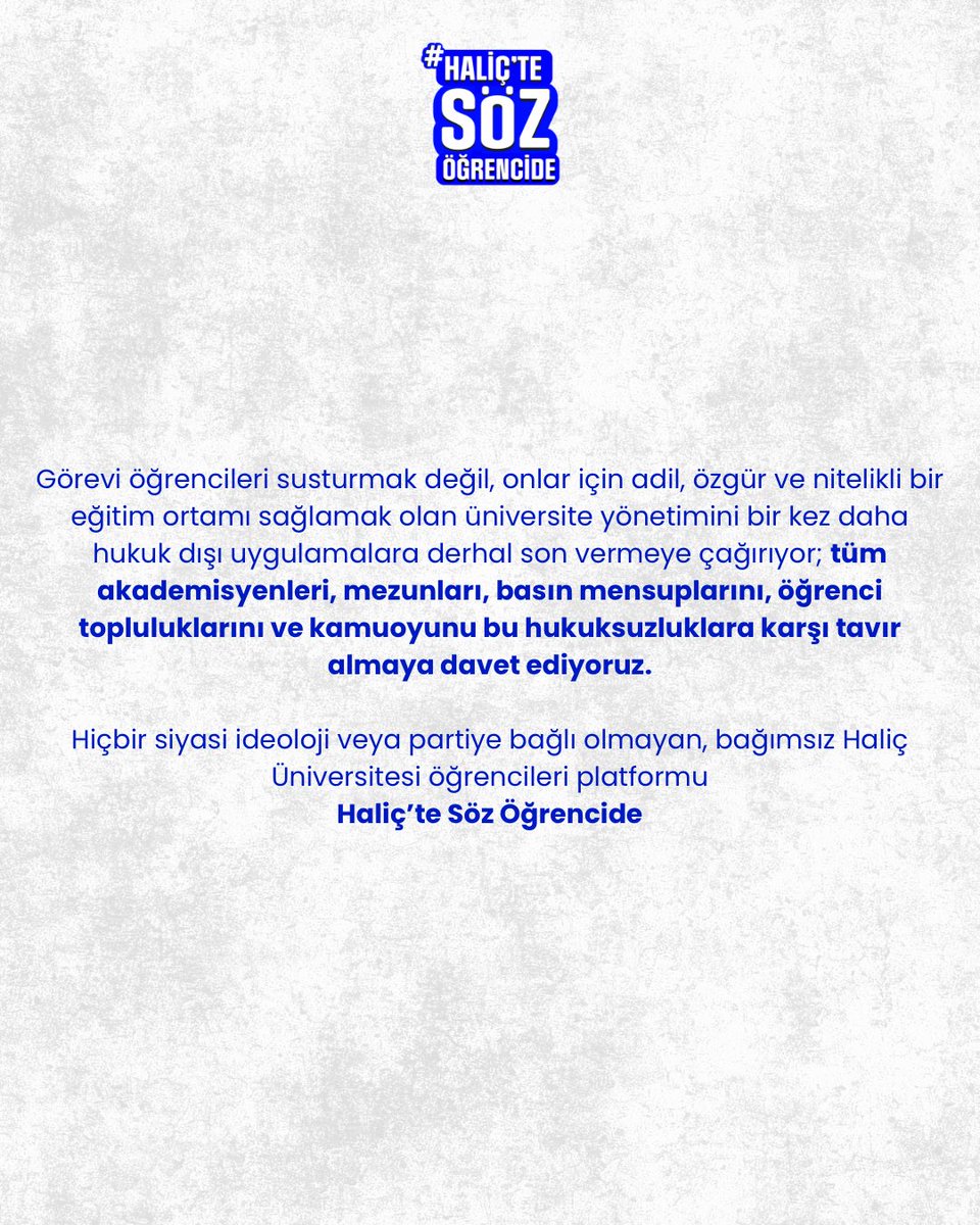 Haliç Ailesine ve kamuoyuna duyrulur.