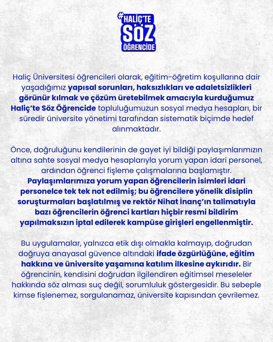 HUsozogrencide's tweet photo. Haliç Ailesine ve kamuoyuna duyrulur. https://t.co/A8QMg7TNMn