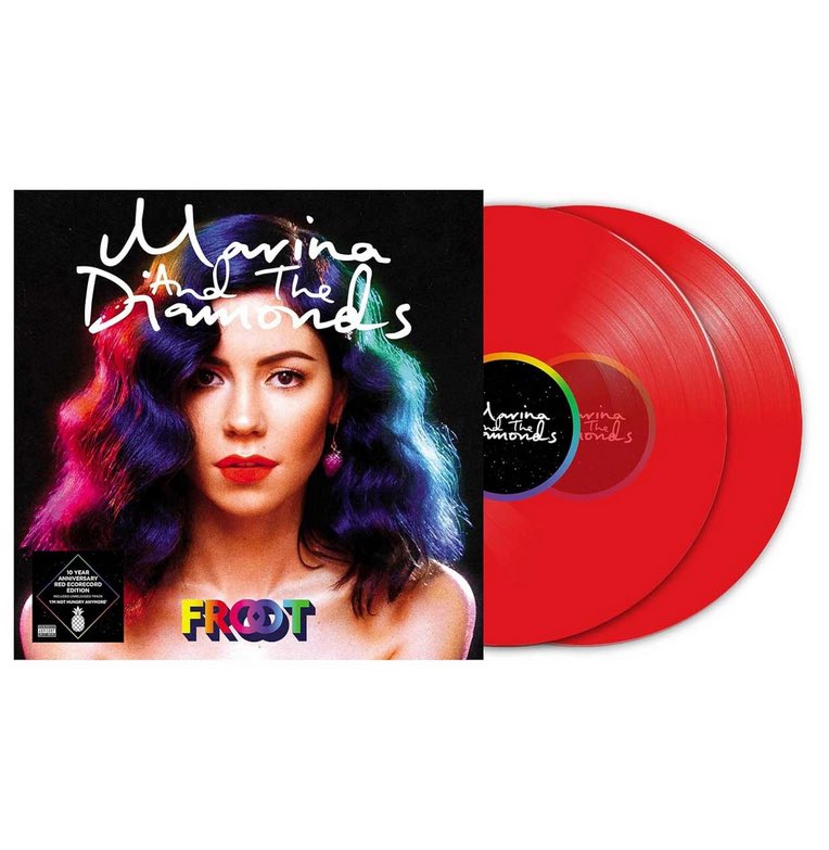 mindbombrecords's tweet image. Now In Stock: Marina And The Diamonds-Froot 10th Anniversary Edition 2LP On Red Vinyl.
Praised for its lush production and introspective lyricism, the record remains a cornerstone of Marina’s discography, celebrating themes of growth, love, and self-discovery.