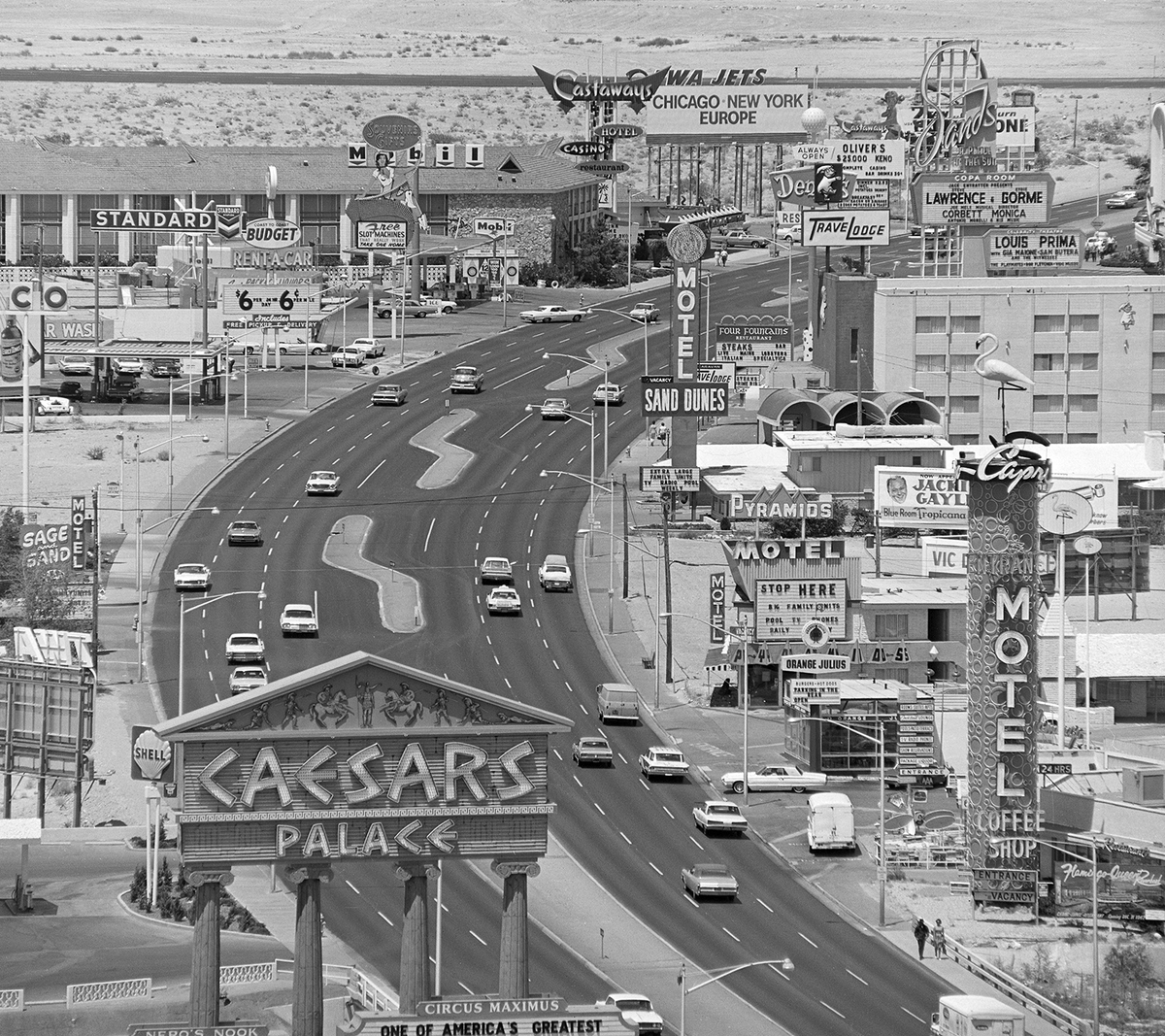 Las Vegas Strip – July 25, 1967. Photo by Las Vegas News Bureau.