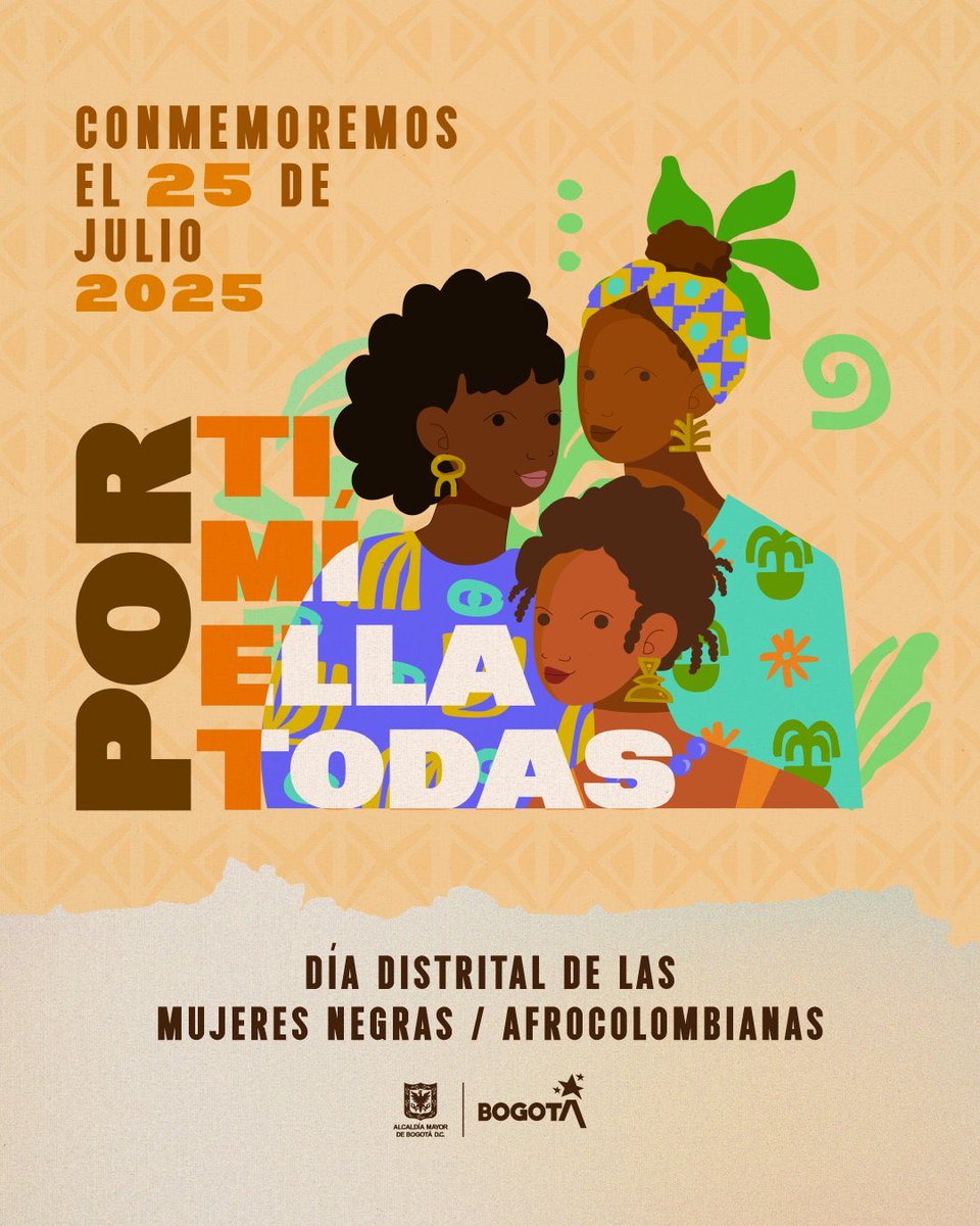 ServicioCivilD's tweet image. Este 25 de julio conmemoramos el Día Distrital de las Mujeres Negras / Afrocolombianas.
Exaltamos su legado, resistencia y aporte a la construcción de Bogotá.
Reafirmamos nuestro compromiso con el reconocimiento y garantía plena de sus derechos. ✊🏾💜🖤

#AquíSíPasa