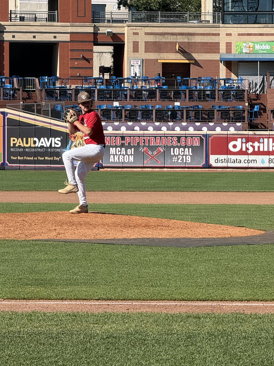WaynedaleBSB's tweet photo. On Wednesday 2025 seniors Tristan Franks and Shane Coblentz took to Canal Park one last time in the NEOBCA Senior All Star game. Your eyes do not deceive you TFranks through a scoreless inning on the mound. #BearsForLife๐ป https://t.co/D4AHbV49gJ