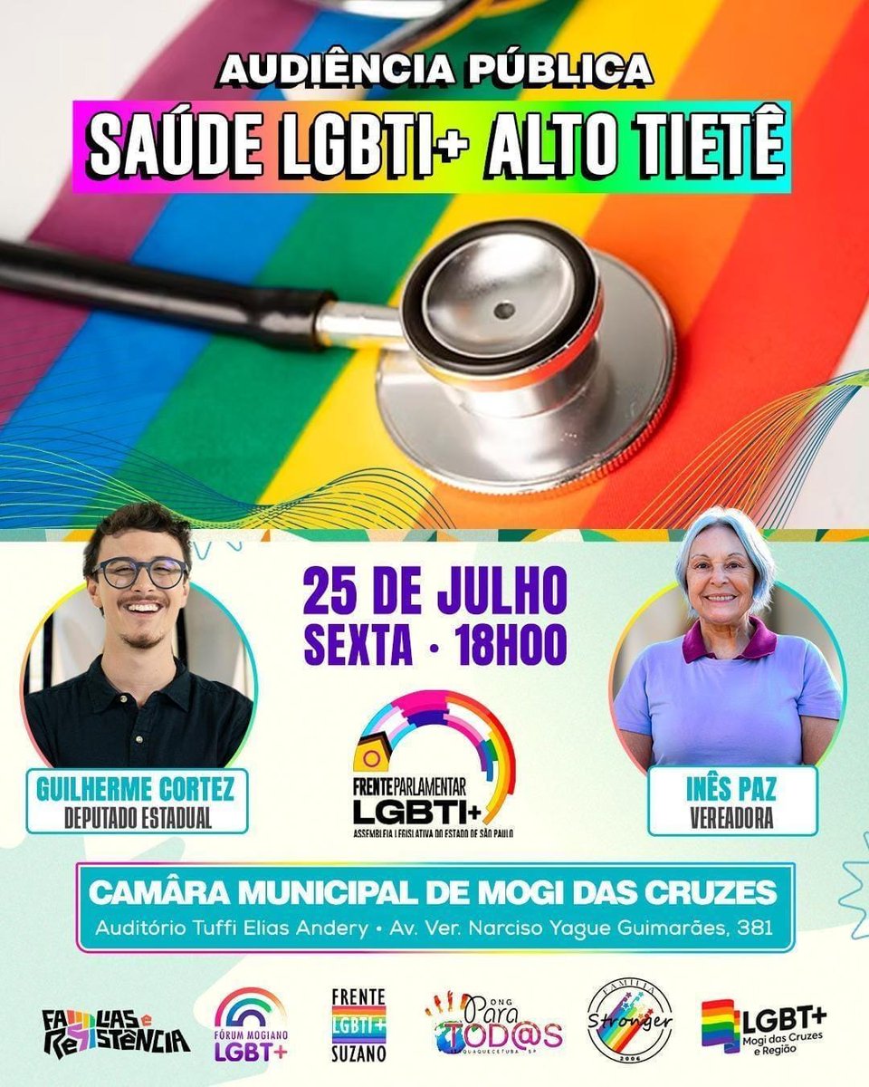 inespazpsol's tweet photo. O SUS não pode excluir quem mais precisa.
Hoje (25/07), 18h, a Câmara de Mogi recebe a audiência pública pela saúde LGBTI+.
Com @inespazpsol e @guicortez defendendo o cuidado como direito e a vida como urgência.
🌈✊🏽 #SaúdeLGBT #MandatoPopular https://t.co/J9Z6LgEnJJ