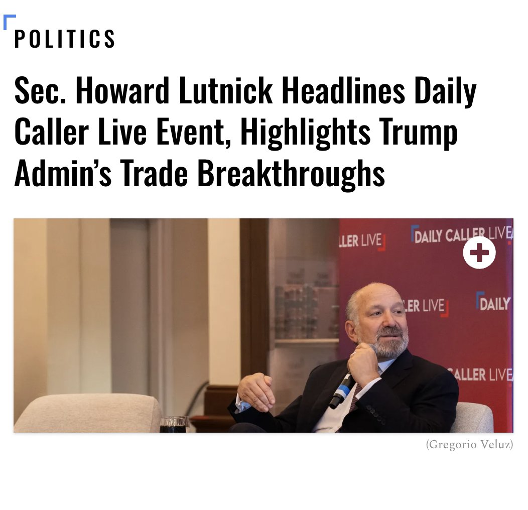 Daily Caller (@dailycaller) on Twitter photo 🚨<a href="/CommerceGov/">U.S. Commerce Dept.</a> Secretary <a href="/howardlutnick/">Howard Lutnick</a> headlined Daily Caller Live: American Jobs, American Strength, presented by <a href="/AmeriBev/">American Beverage</a> and highlighted the Trump administration’s recent work on trade deals and combatting harmful Chinese economic practices. 🚨<a href="/CommerceGov/">U.S. Commerce Dept.</a> Secretary <a href="/howardlutnick/">Howard Lutnick</a> headlined Daily Caller Live: American Jobs, American Strength, presented by <a href="/AmeriBev/">American Beverage</a> and highlighted the Trump administration’s recent work on trade deals and combatting harmful Chinese economic practices.