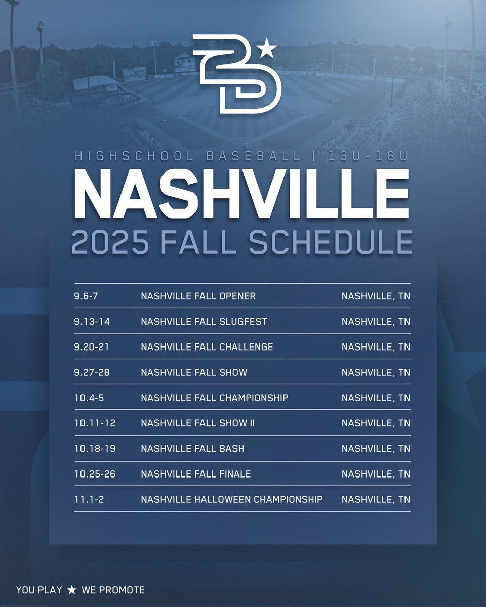 Fall High School Events are Posted-  2D Sports 13u-18u events in Memphis are now online.  Full Social Media Coverage with at bats posted on Twitter along with Player of the Game.  We had our biggest year ever this past Summer in Tennessee with Memphis and Nashville.