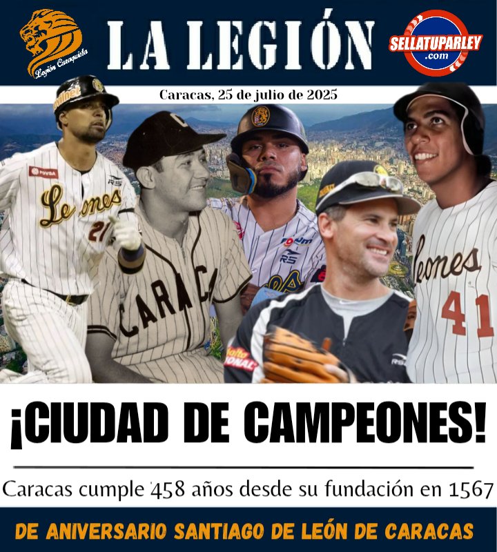 LegionCaraquist's tweet image. Caracas, Ciudad de Campeones, cumple hoy 458 años desde su fundación en 1567. 🇻🇪

Santiago de León de Caracas, Tierra de Grandes como los Leones del Caracas. 😍

¡Feliz Aniversario Caracas! 🏙

📰La Legión llega gracias a @Sellatuparley🏆

#SomosLegión🦁😎🔥