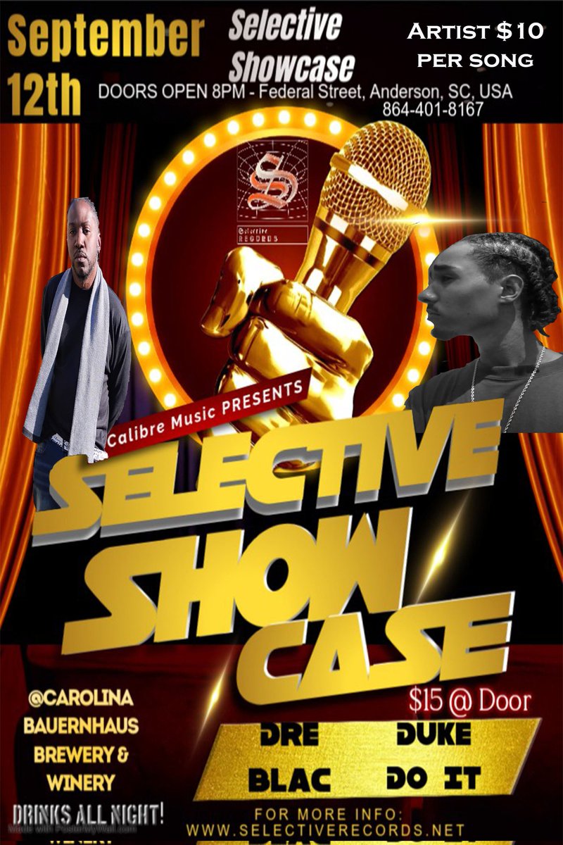 AntwanTurman's tweet image. 115 Federal Street 09-12-25
Anderson SC
Correct opening time is 7pm! @SelectiveRecord @TajhB10 @OUTLAWZ @AngelGotti5 @LAGear @MC_DJSpinS @TVAmy @Kokaneofficial @PaulaAbdul @fscarfe @RevCavs